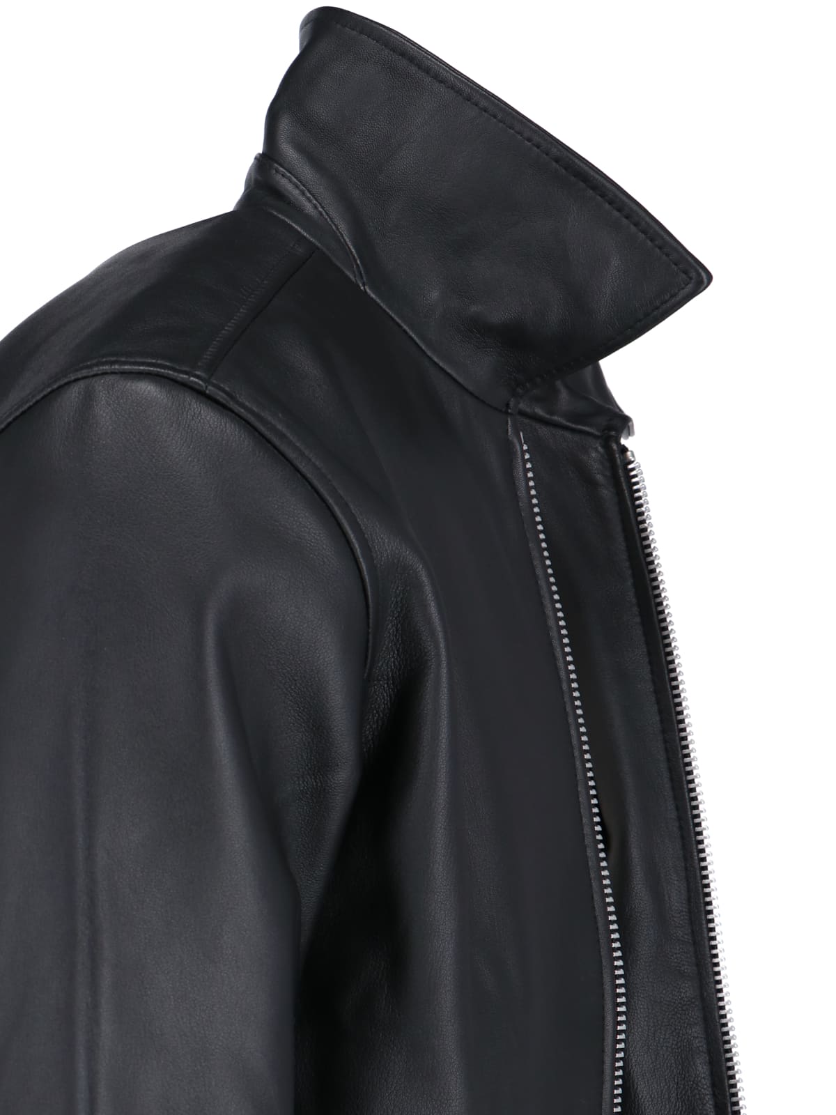 Sunflower Black Crop Jacket With Classic Collar And Dropped Shoulders In Black