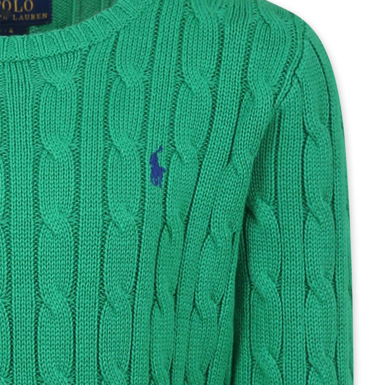 Ralph Lauren Green Sweater For Boy With Horse