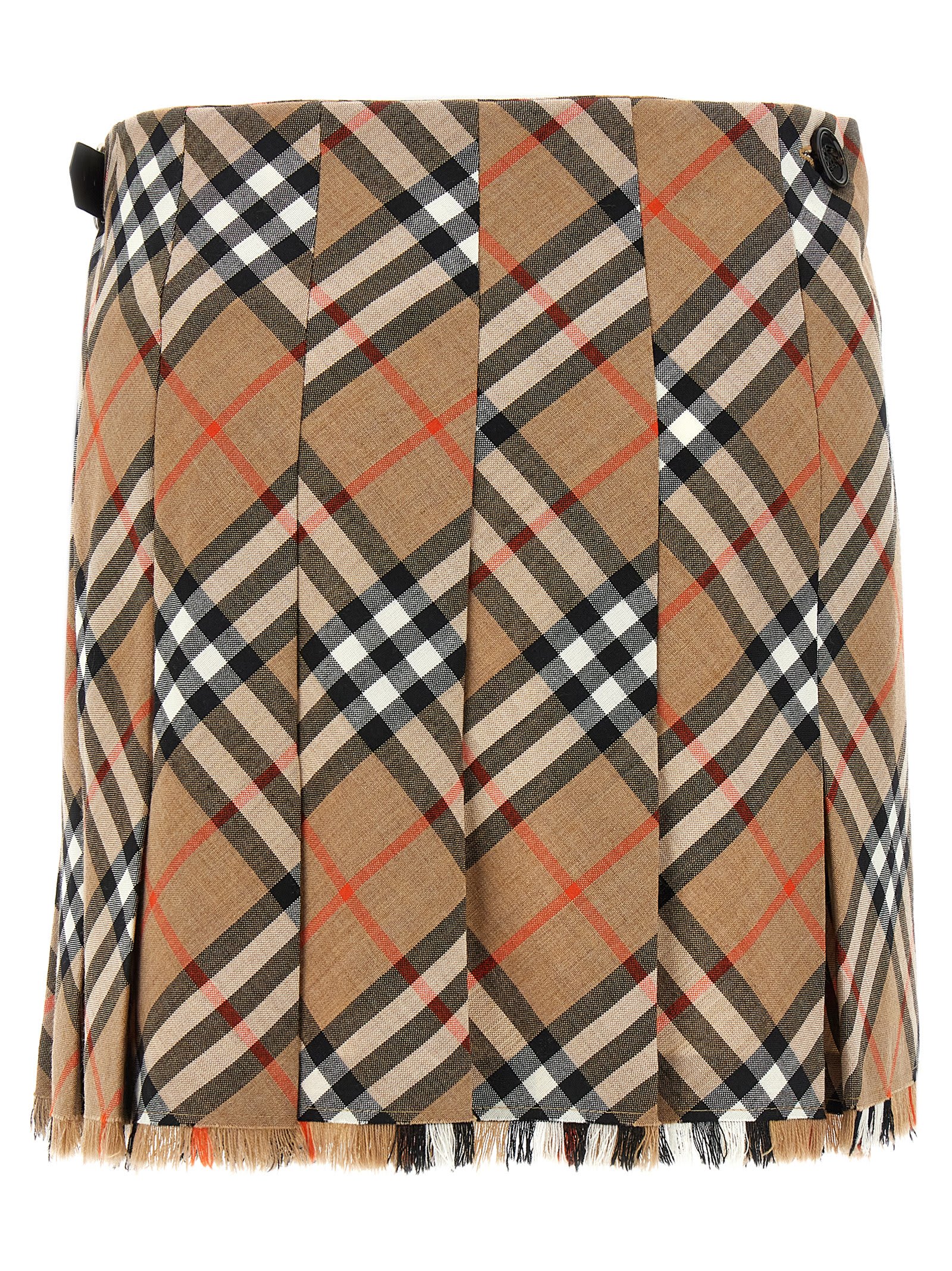 Shop Burberry Kilt Skirt In Multicolor