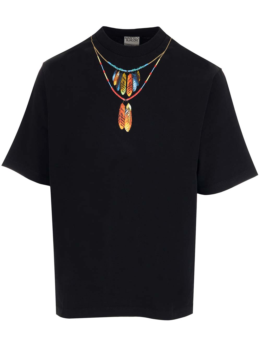 Shop Marcelo Burlon County Of Milan Black Feather Necklace T-shirt
