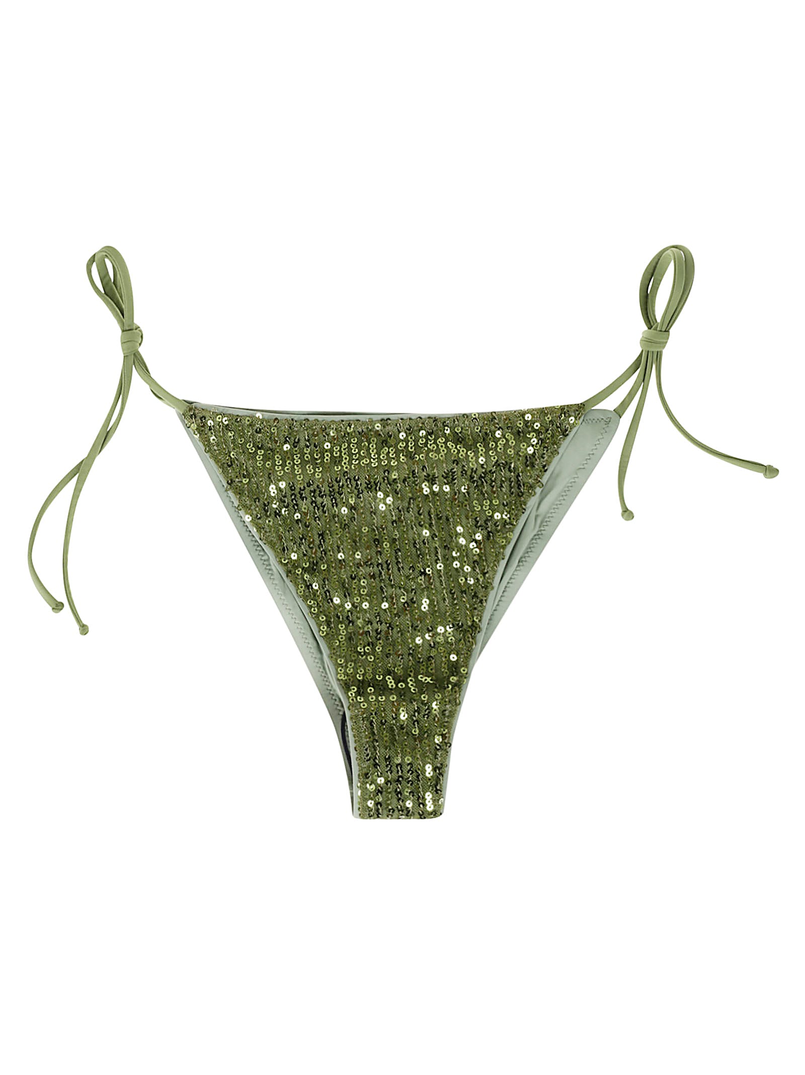 Mc2 Saint Barth Sequined Tie-side Bikini Bottoms In Green
