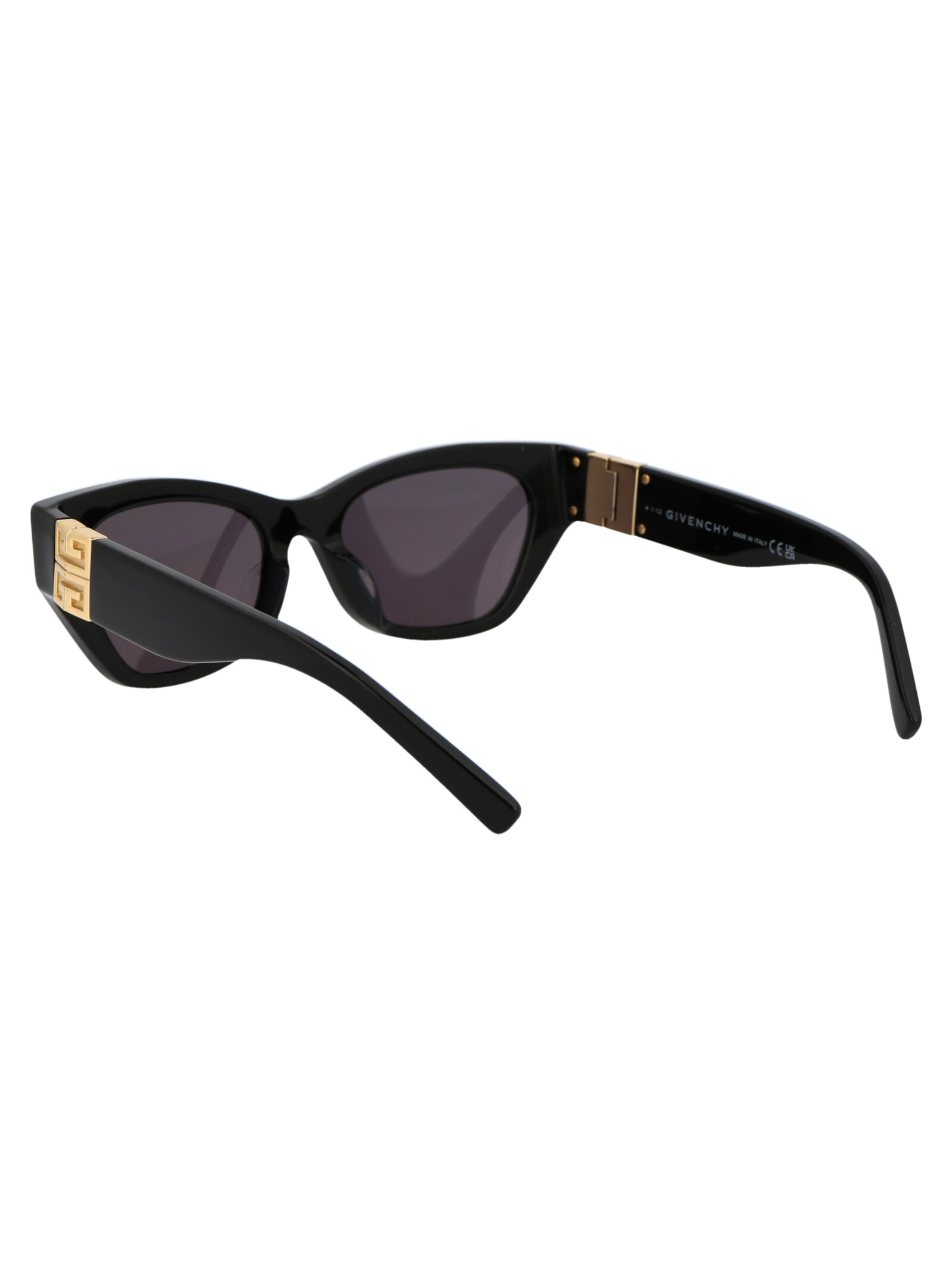 Shop Givenchy 4g Sunglasses In 01a Shiny Black / Smoke