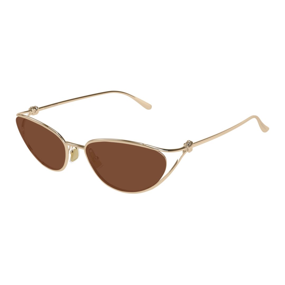 Bottega Veneta Bv1330s Linea Knot 003 Gold Brown Sunglasses In Gold
