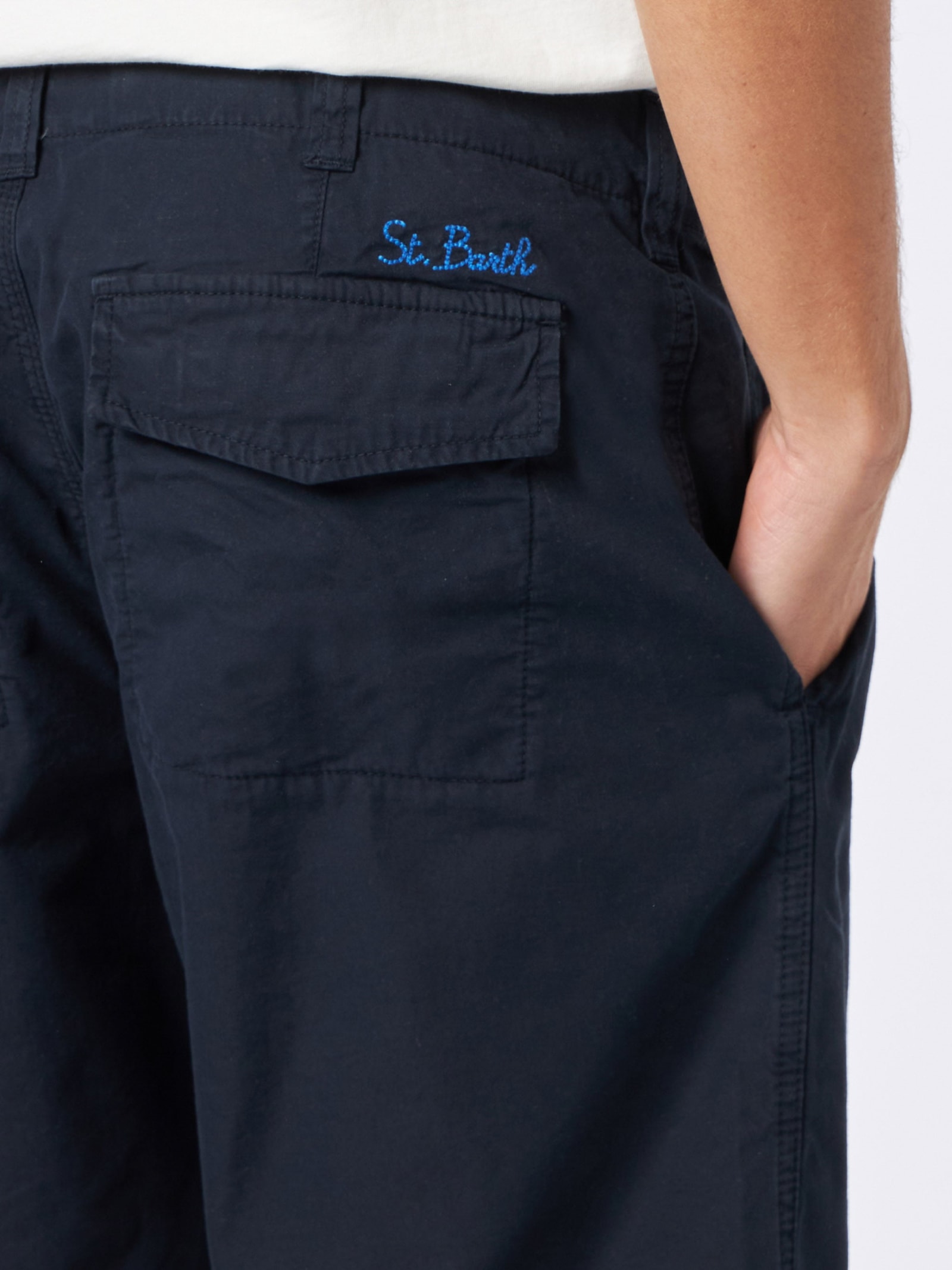 Mc2 Saint Barth Man Blue Bermuda With Side Pockets In Blue