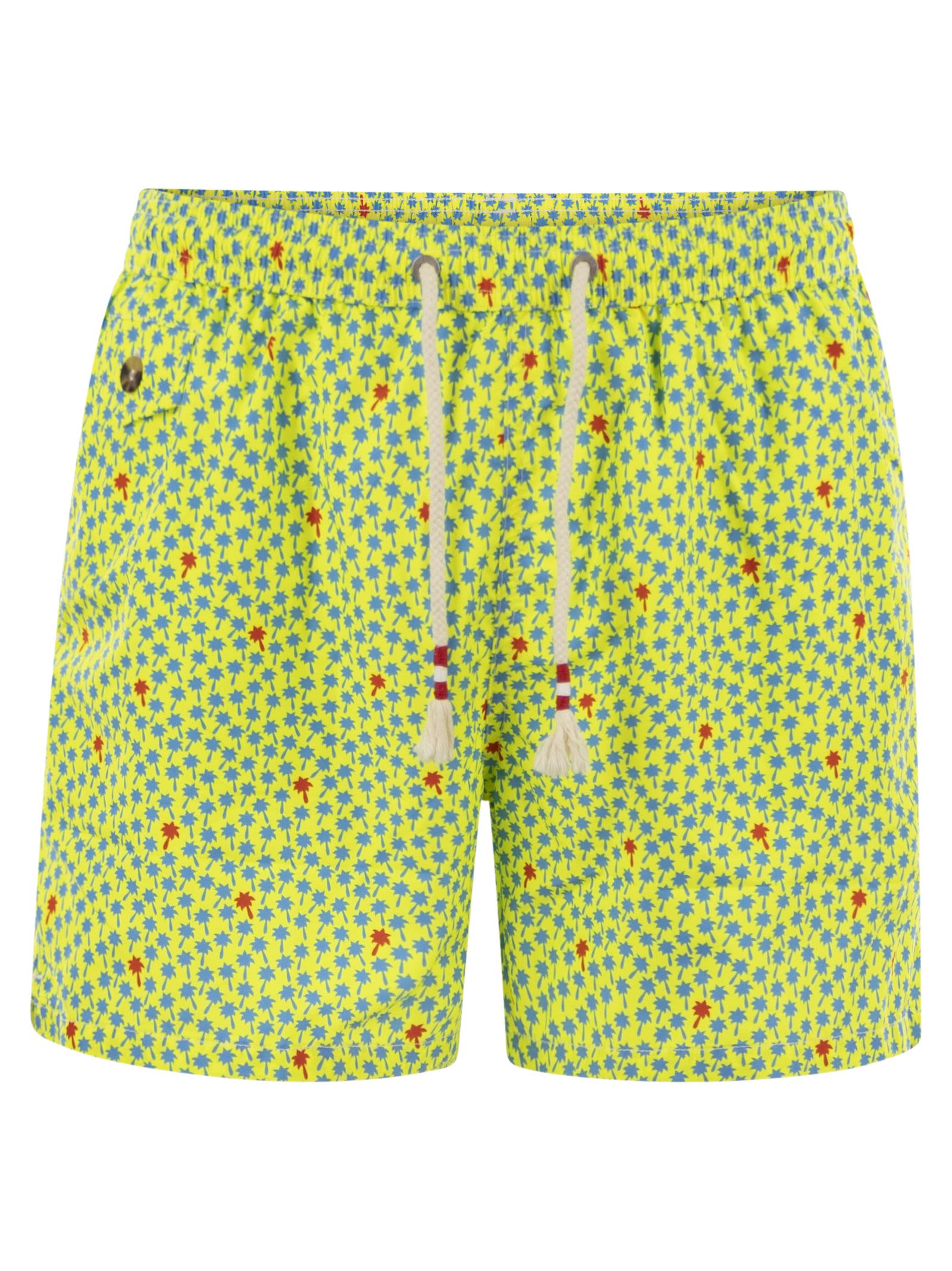 Mc2 Saint Barth Lightweight Fabric Swimming Costume With Print In Yellow