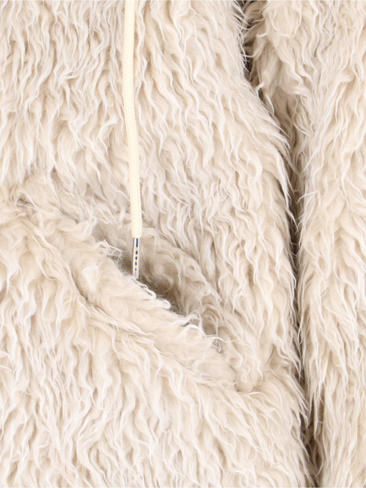 Shop Marni Faux Shearling Hooded Jacket In Beige