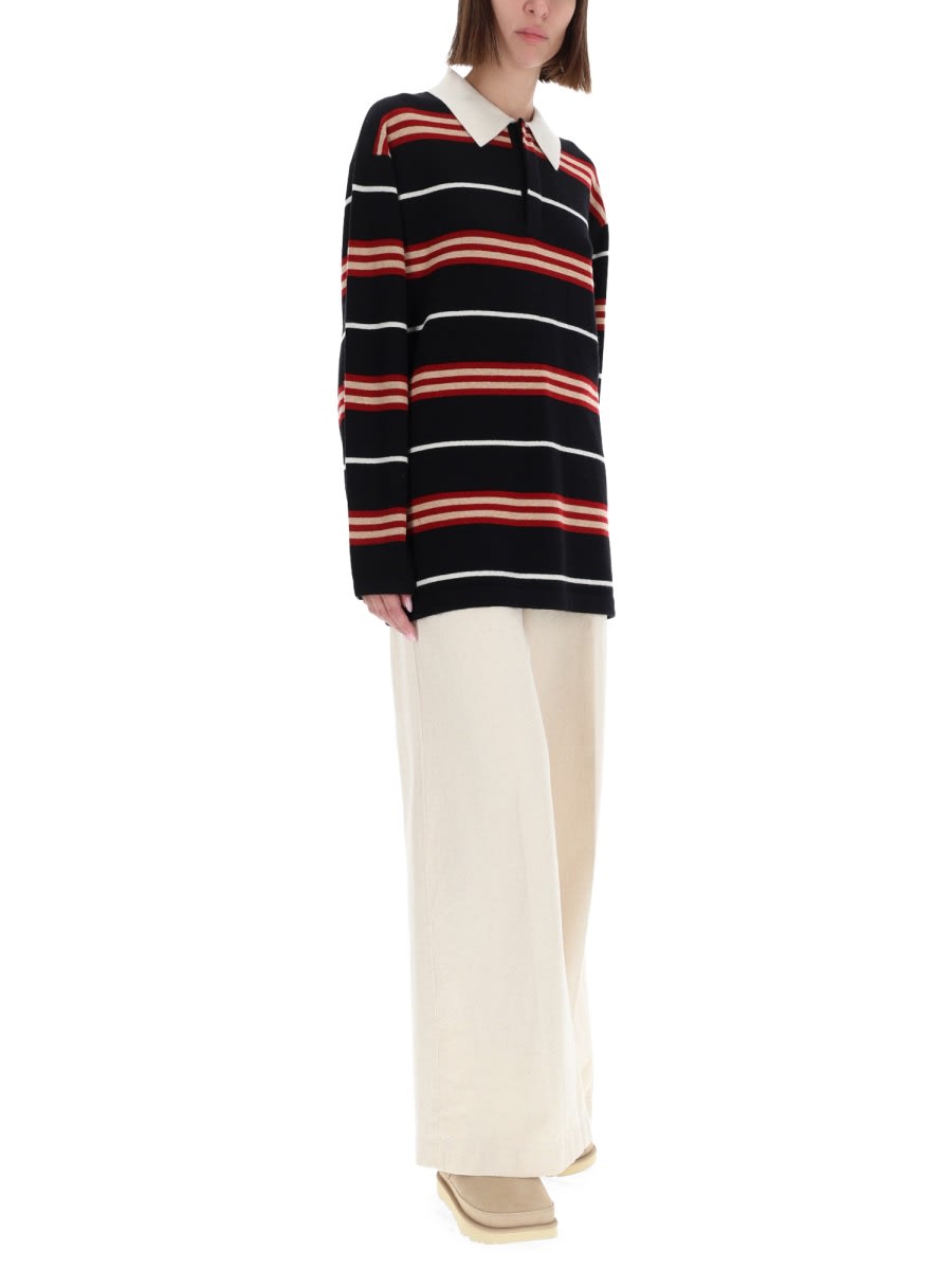 Guest In Residence Black Cashmere Rugby Sweater With Striped Pattern In Black