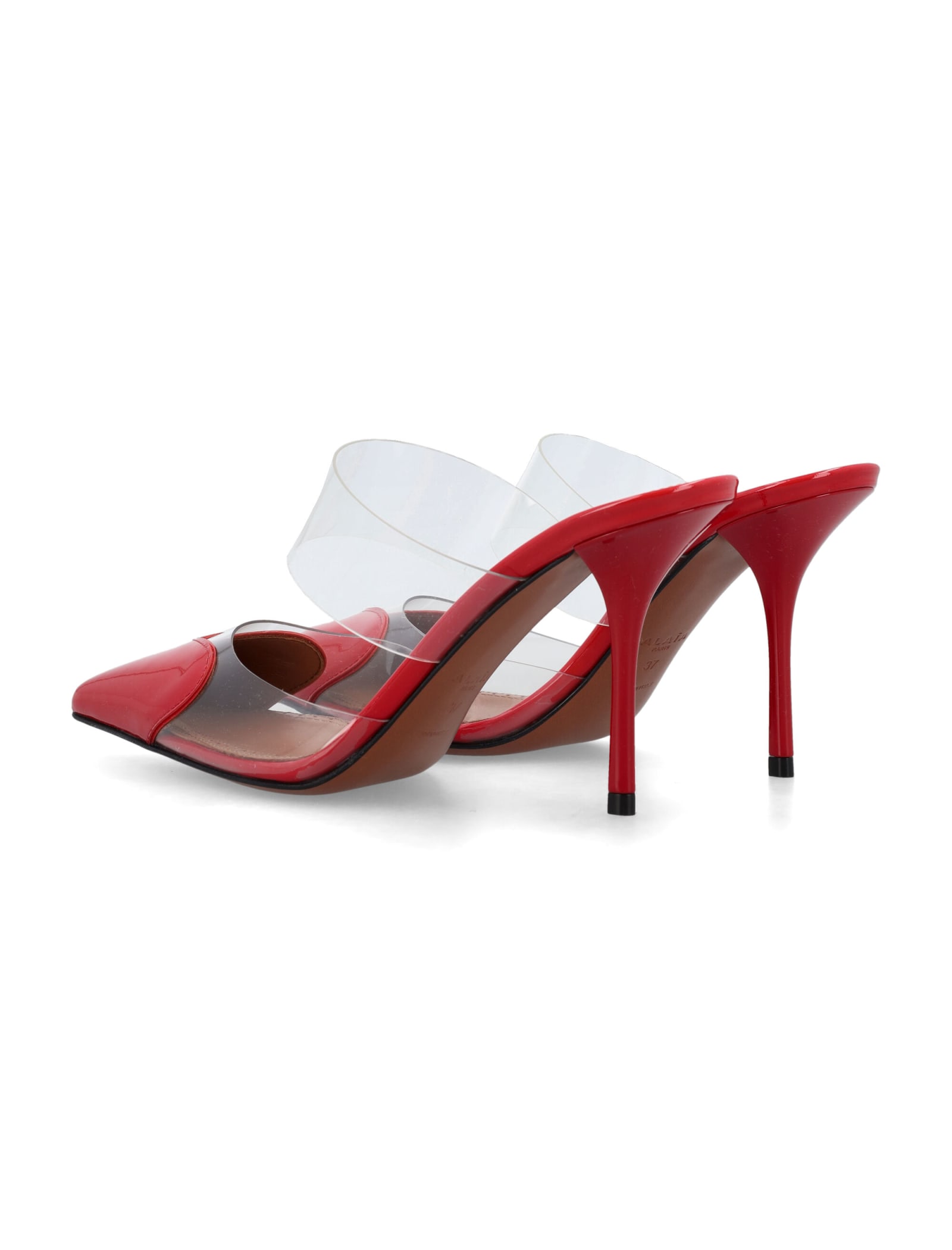 Shop Alaïa Heart Mules In Red