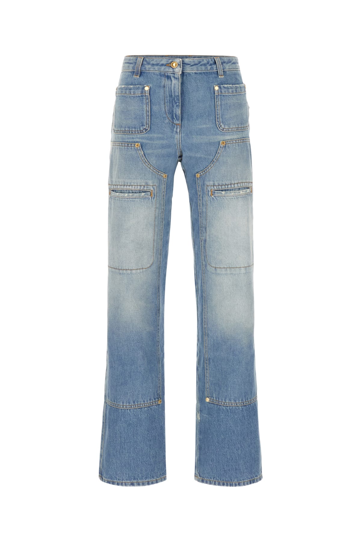 Shop Palm Angels Denim Jeans In 4040