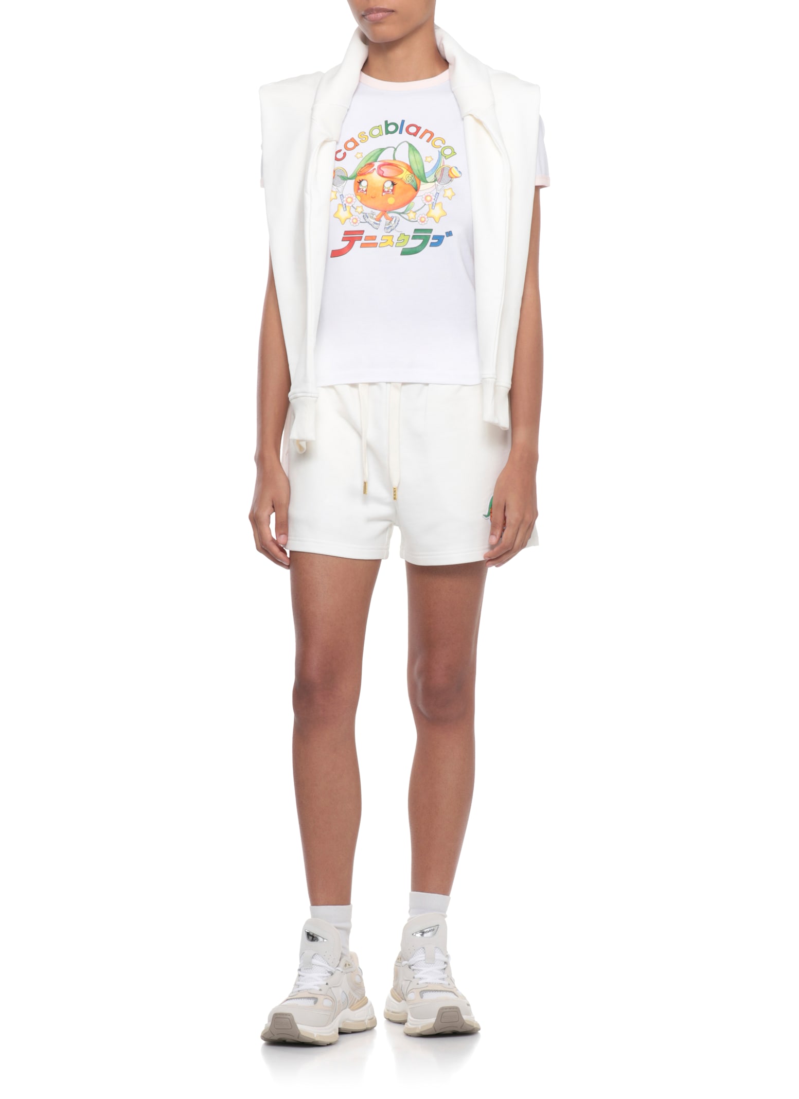 Casablanca Cotton Shorts With Embroidered Detail And Pockets In White