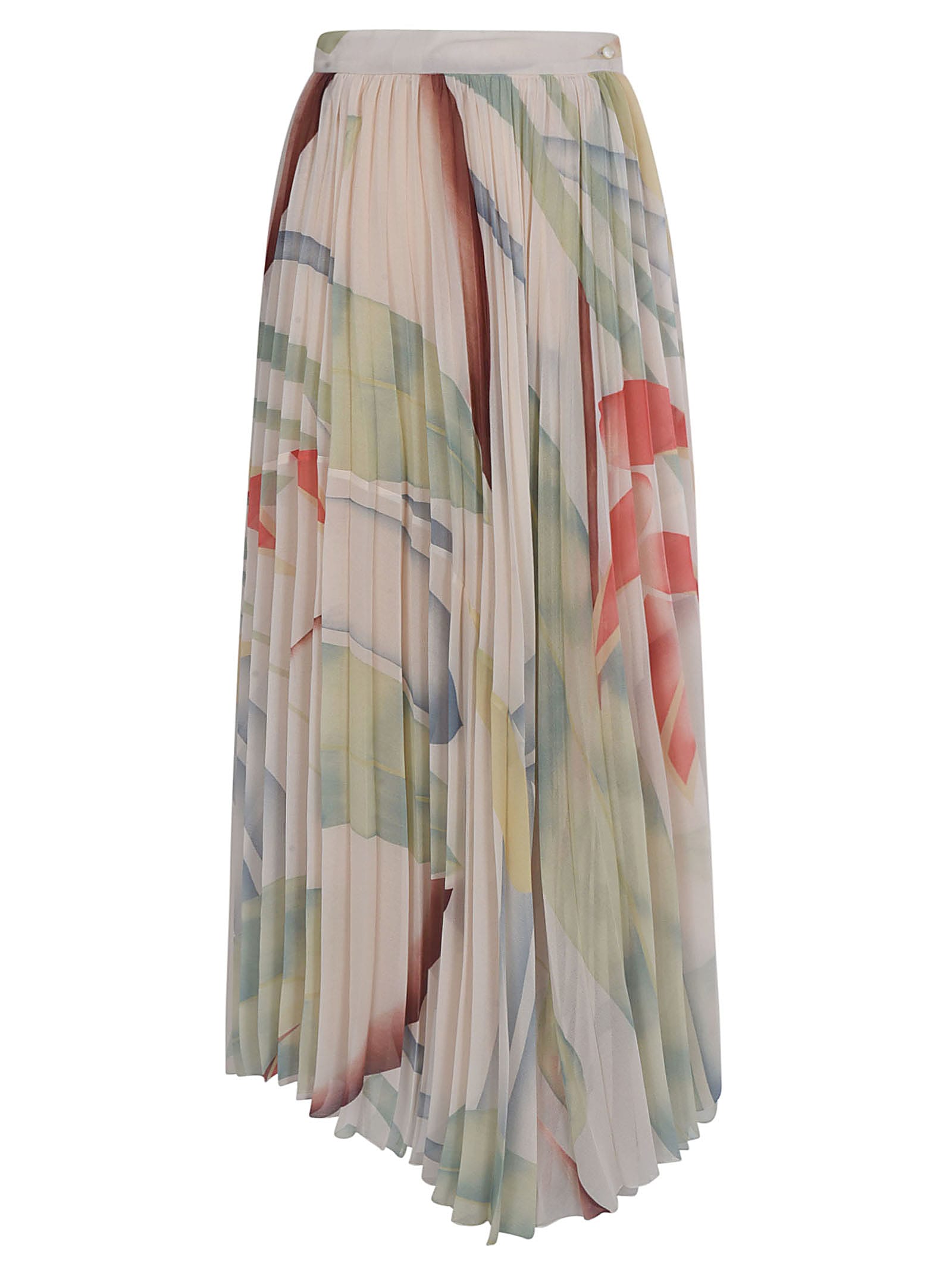 Etro Foliage Print Plisse Skirt In Beige