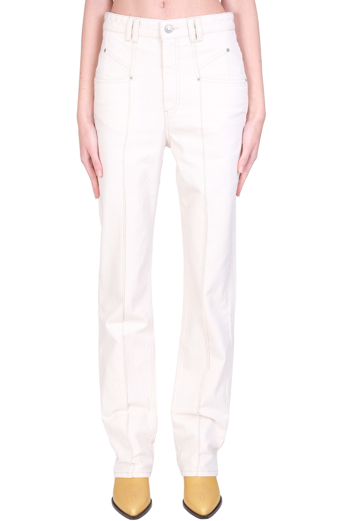 Isabel Marant Niroka Jeans In Beige Denim