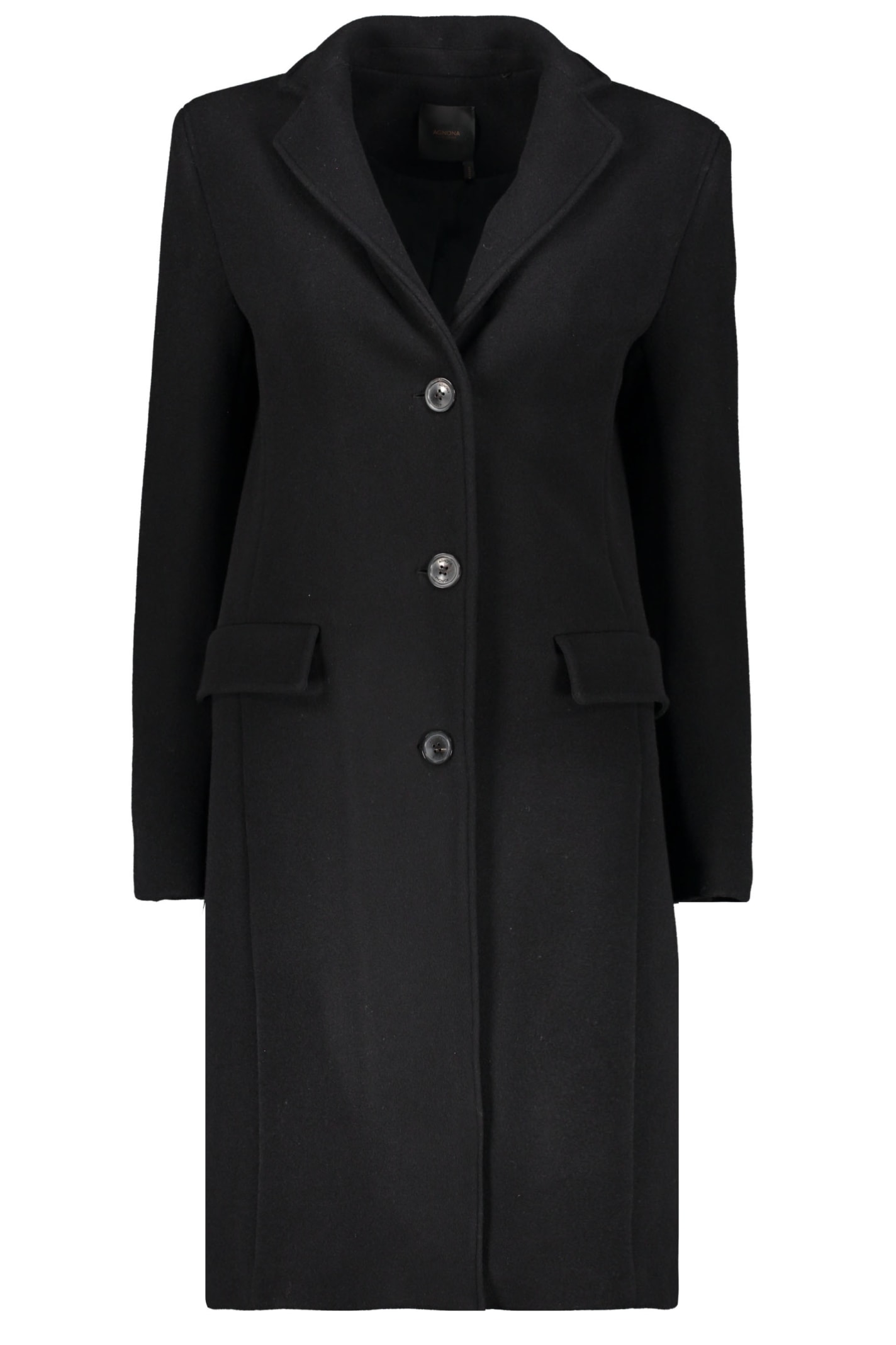 Agnona Wool And Cashmere Coat In Black