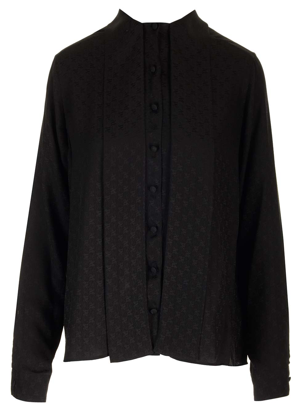 Palm Angels Black Silk Blouse With Monogram In Black
