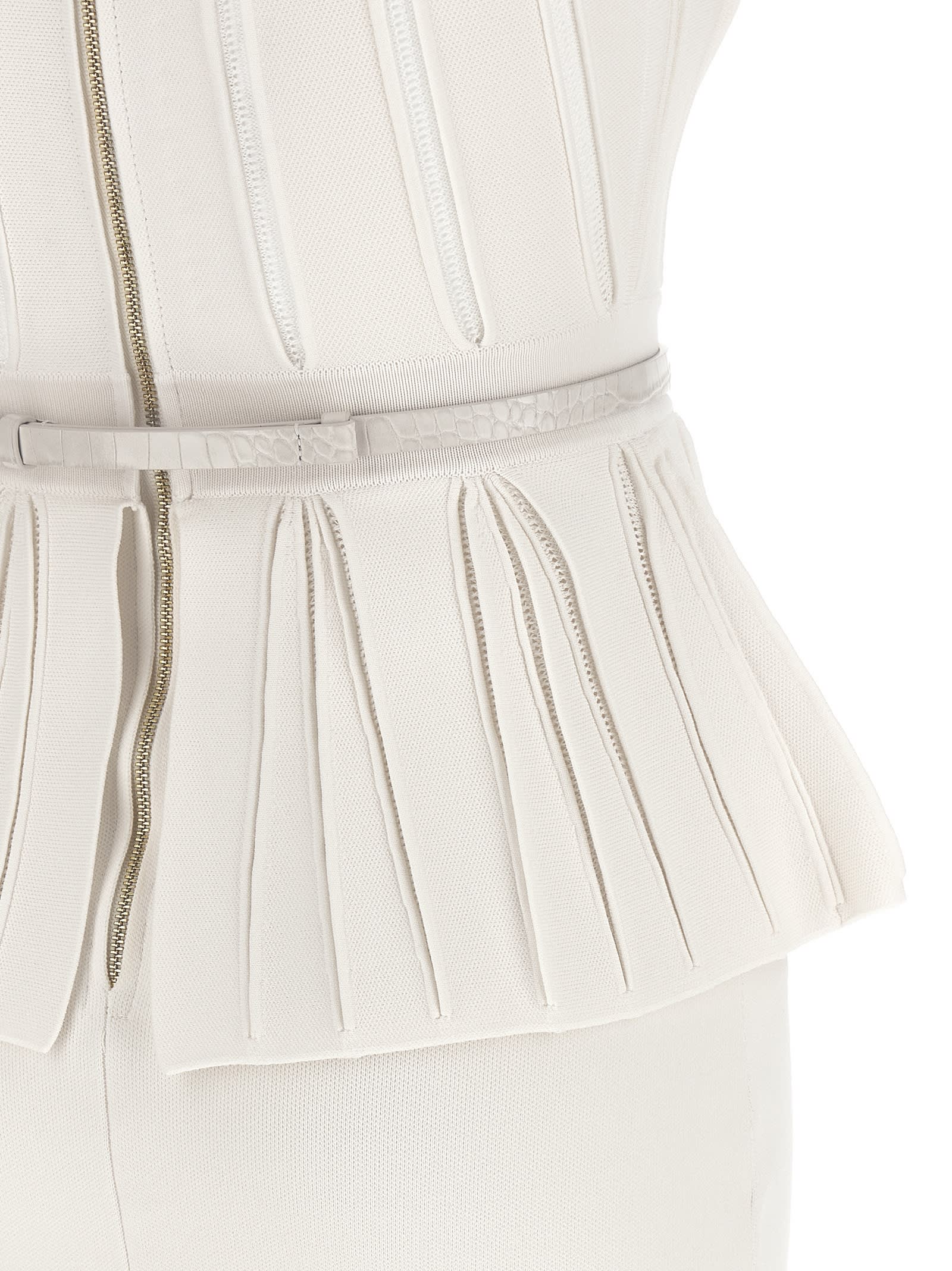Elisabetta Franchi Red Carpet Eyelet-embellished Maxi Dress In White