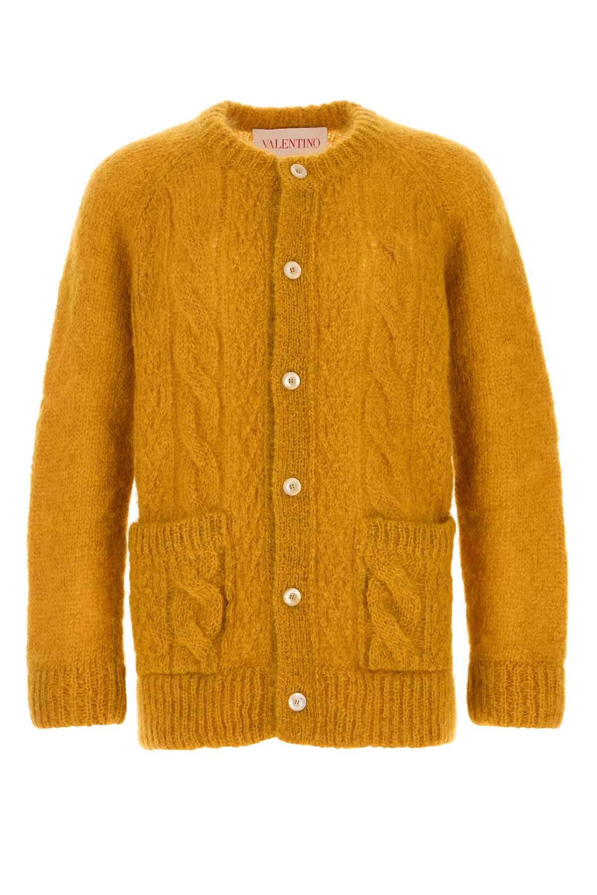 VALENTINO PASTEL ORANGE MOHAIR BLEND CARDIGAN