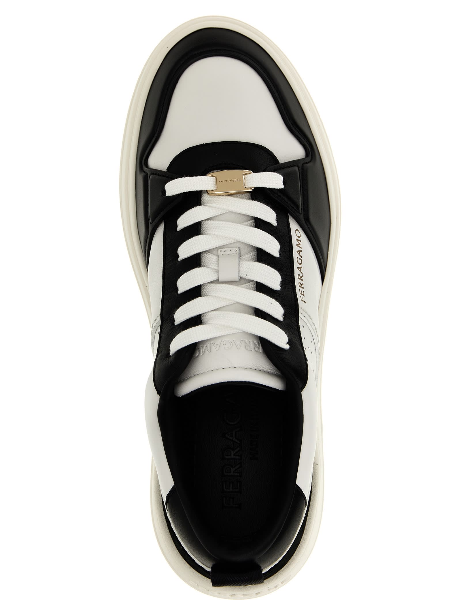 Shop Ferragamo Dennis Sneakers In White/black