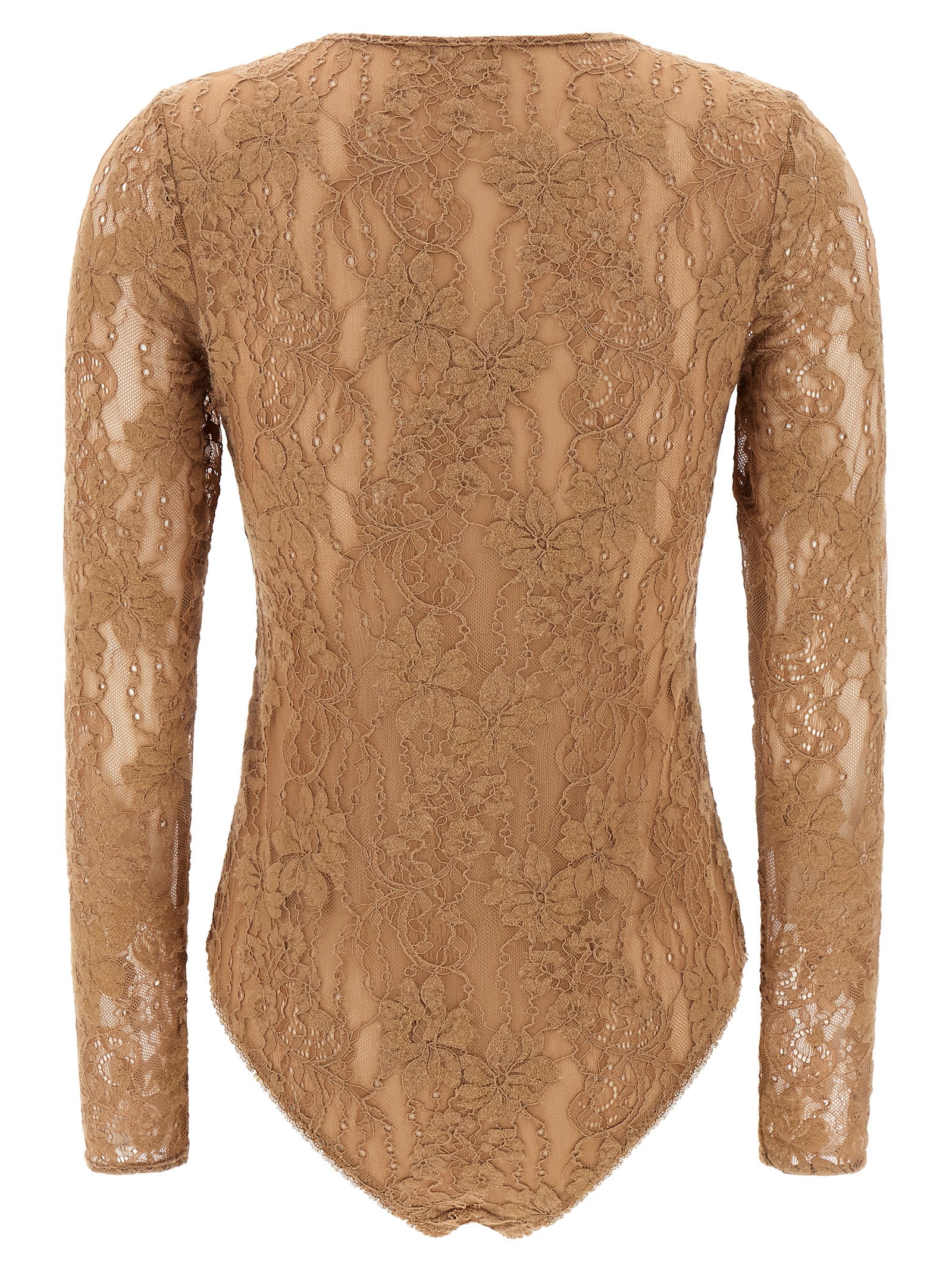 Zimmermann Lace Bodysuit Tops Beige In Brown