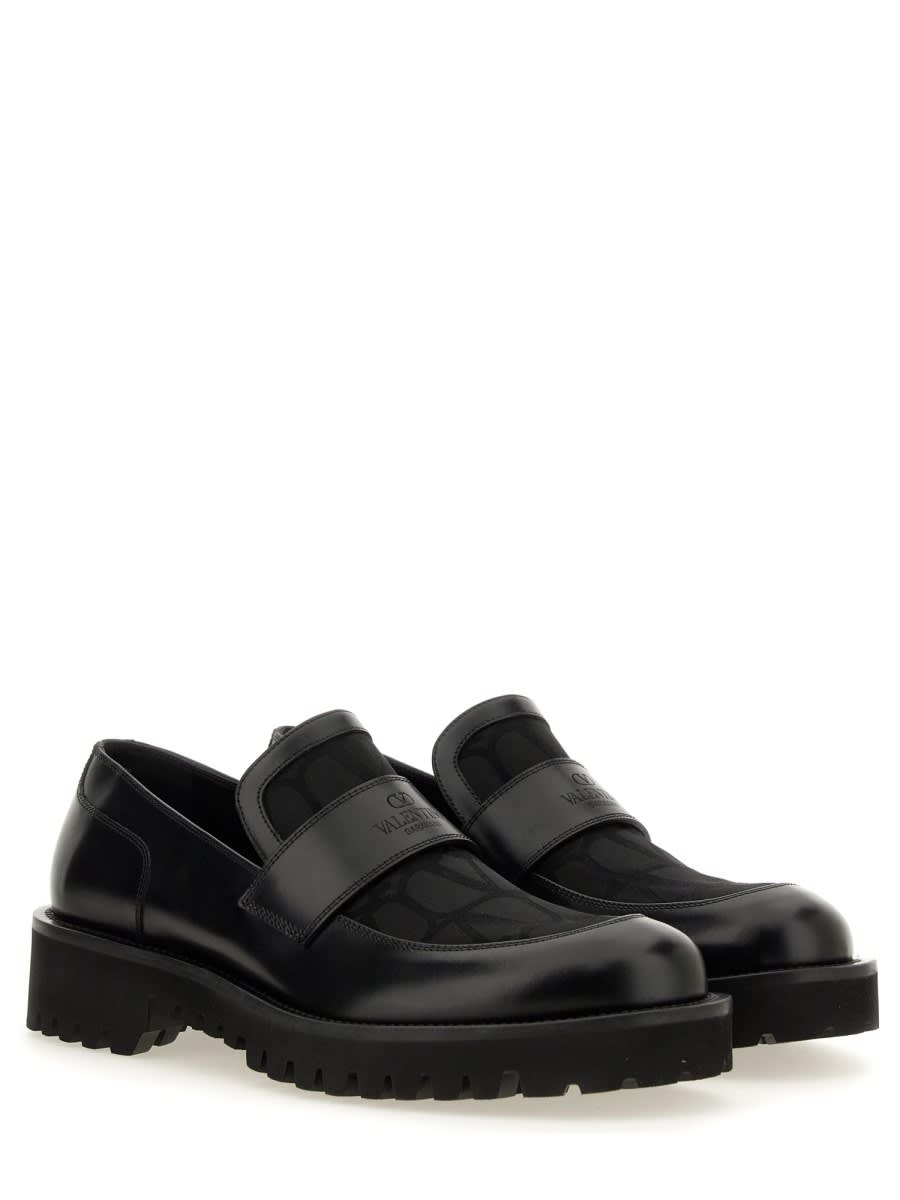 Shop Valentino Moccasin Toile Iconographe In Black