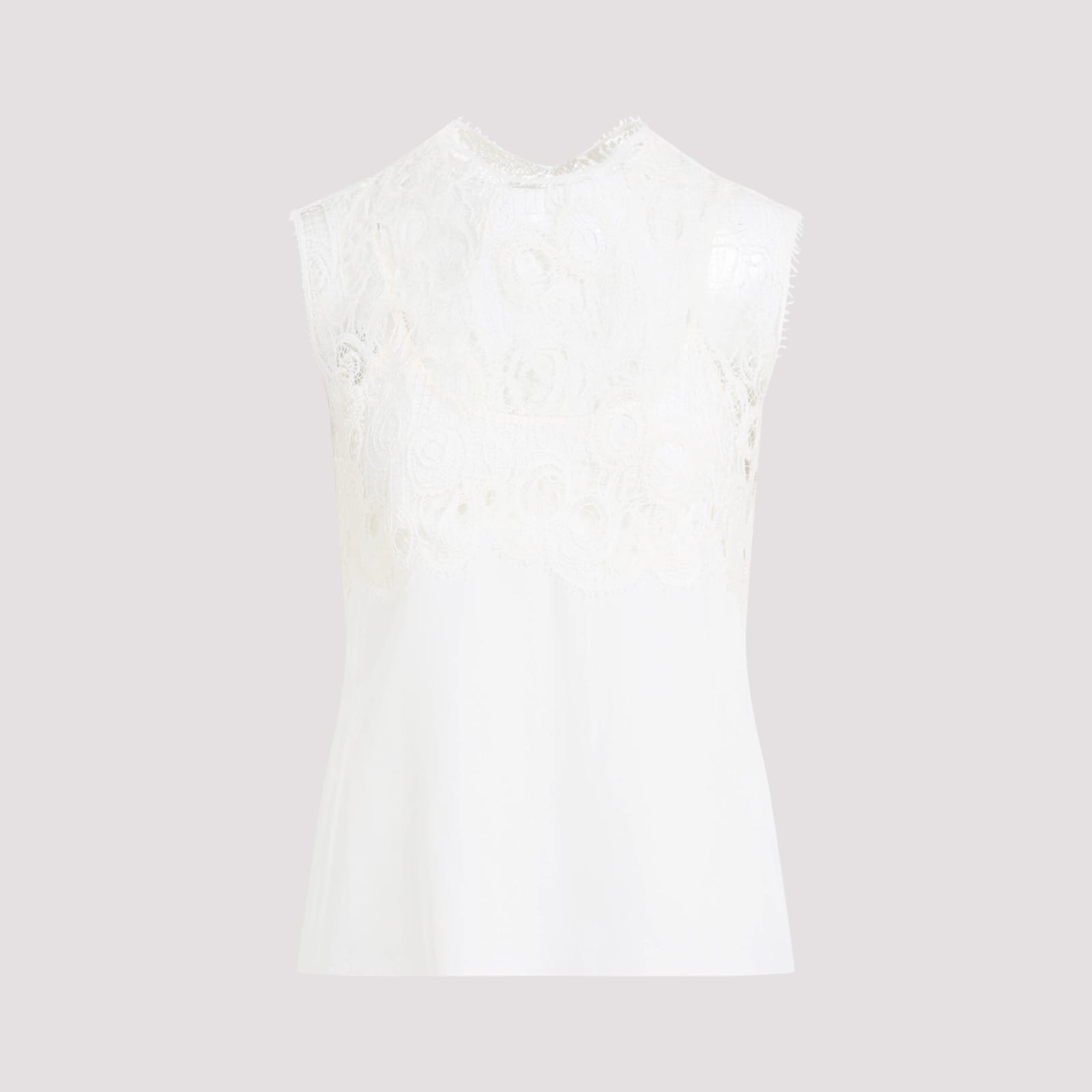 Fabiana Filippi Silk Top Lace Insert In White