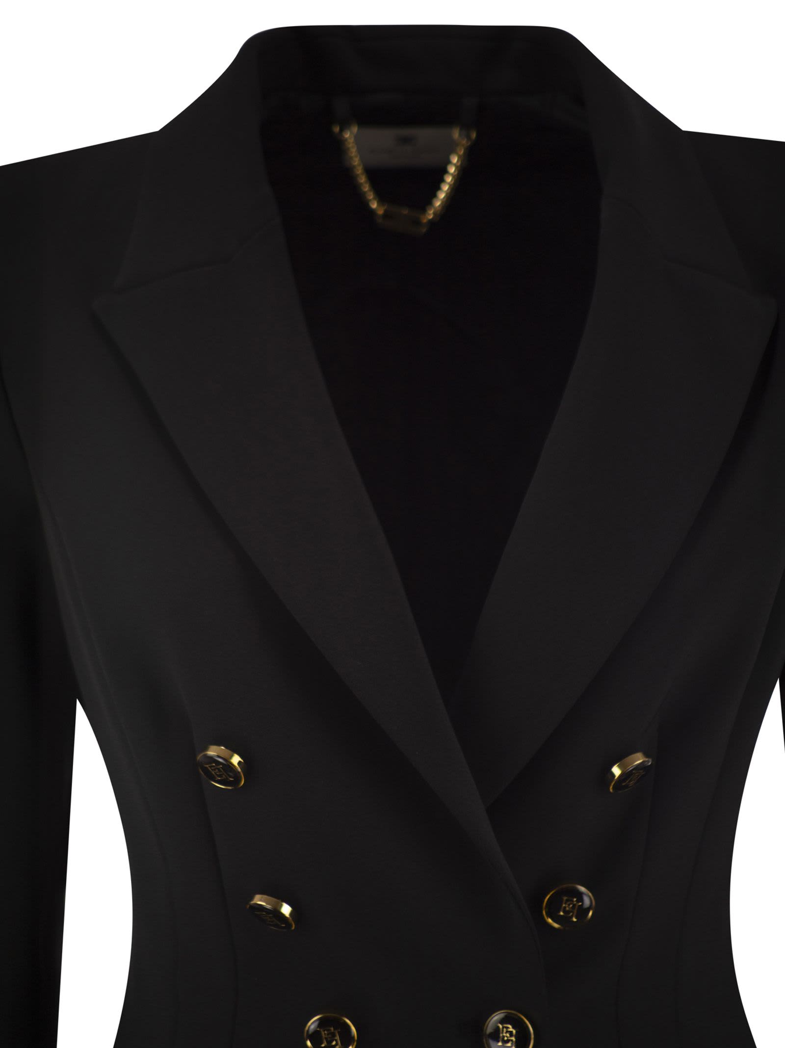 Elisabetta Franchi Fitted Blazer With Logoed Buttons In Black