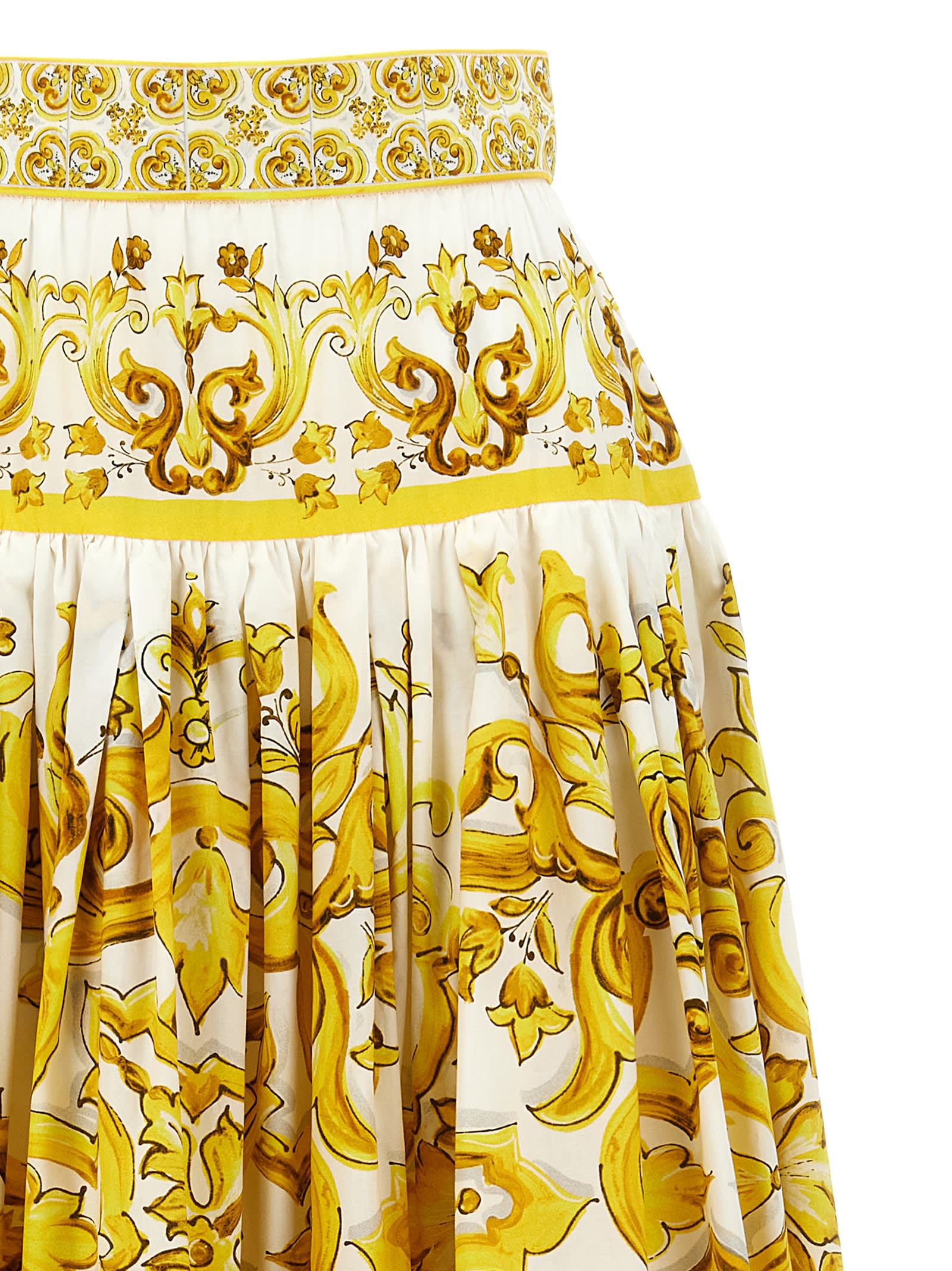 Shop Dolce & Gabbana Maiolica Skirt In Yellow