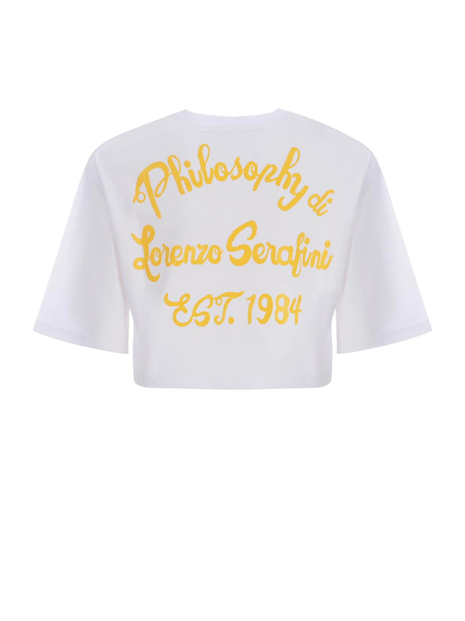 Shop Philosophy Di Lorenzo Serafini Cropped T-shirt Philosophy Logo In Cotton Jersey In Bianco