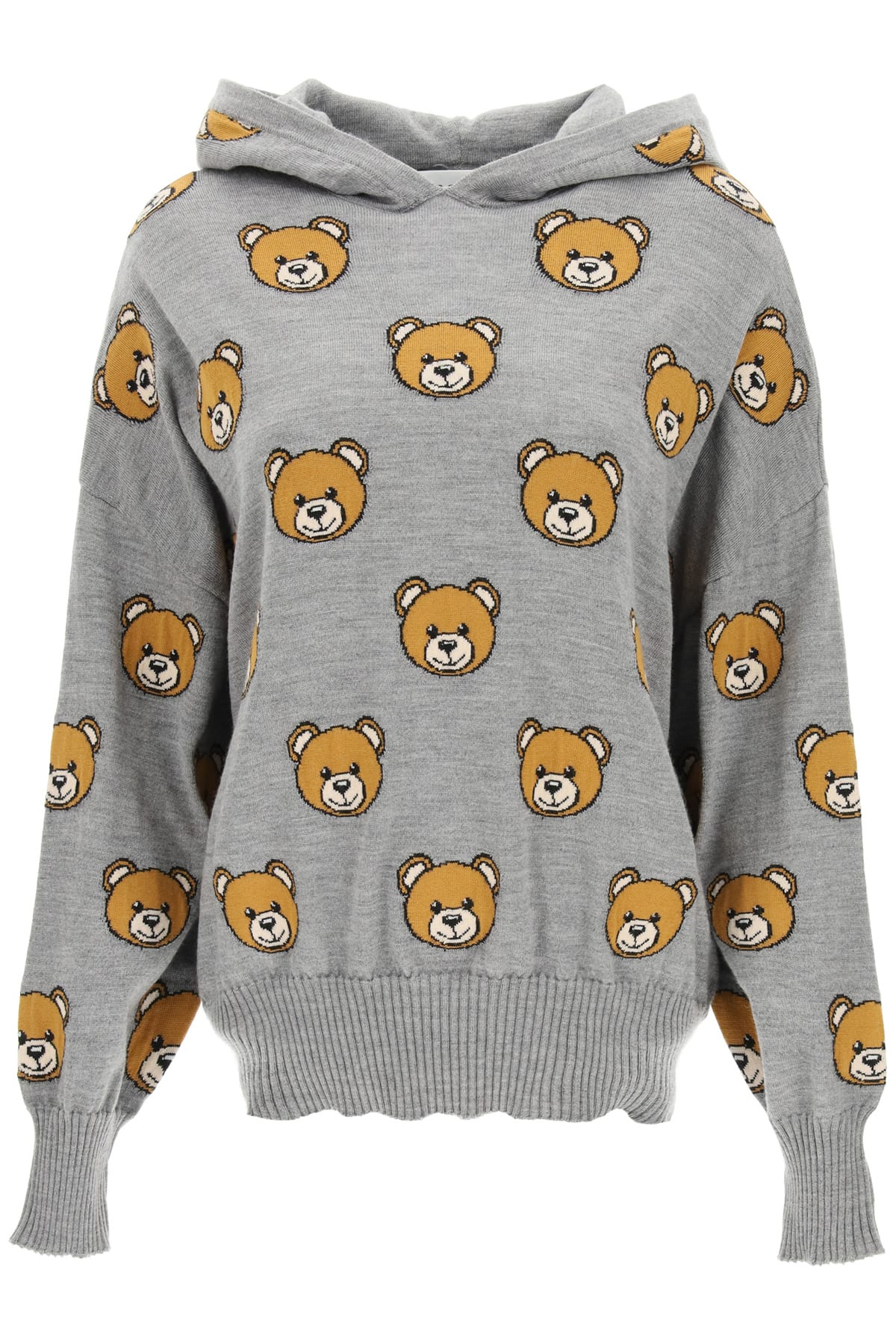 Moschino Hooded Sweater With Teddy Bear Intarsia
