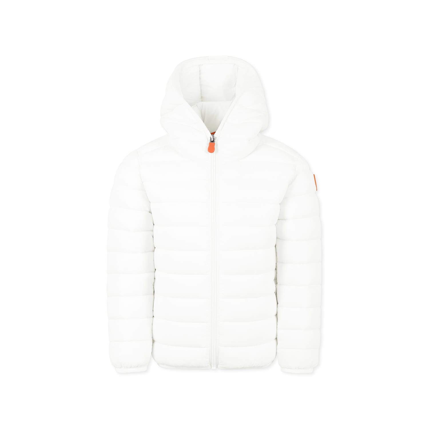 Save The Duck White Down Jacket For Girl With Logo In White