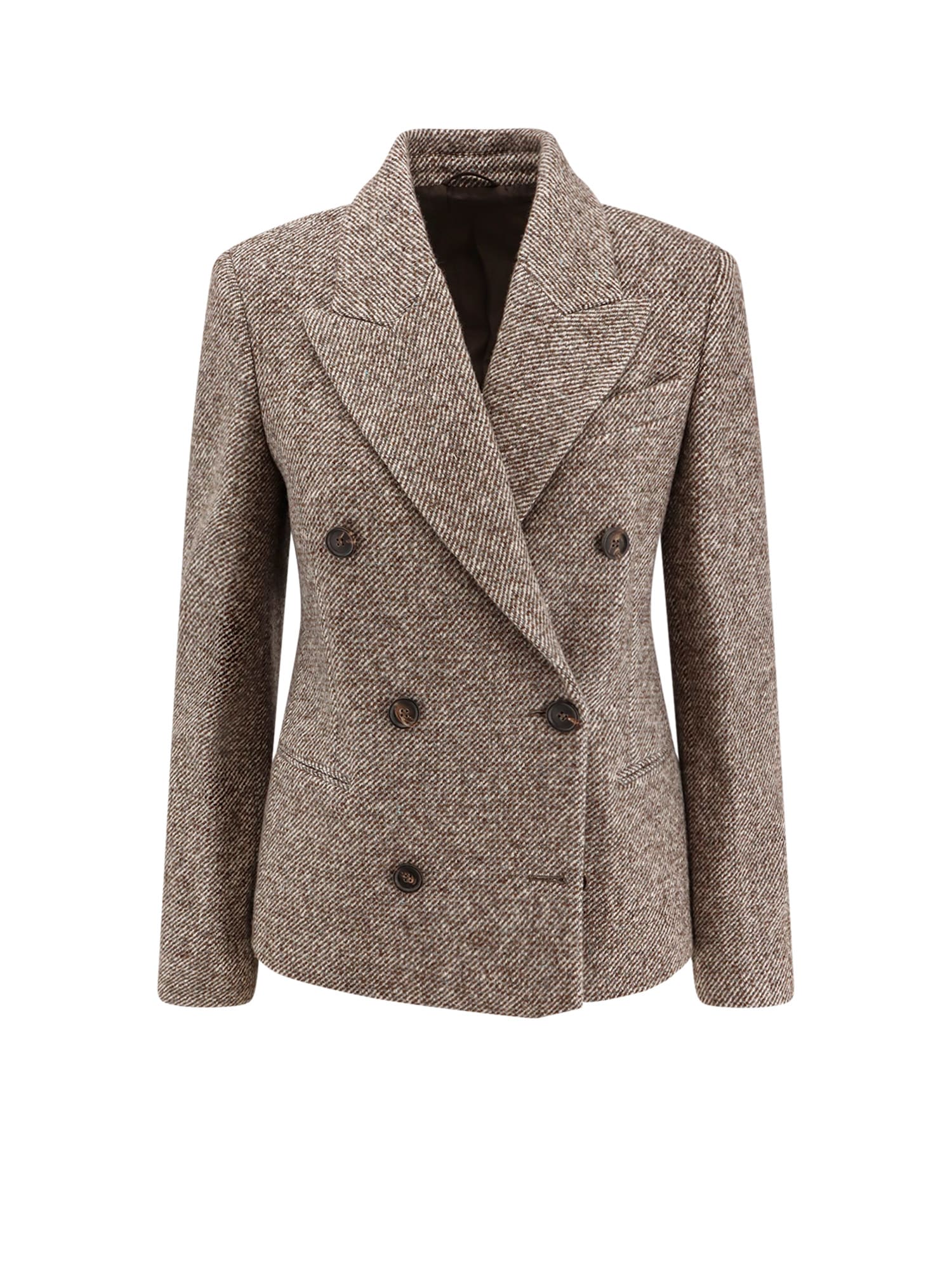 Brunello Cucinelli Virgin Wool And Silk Coat In Neutral