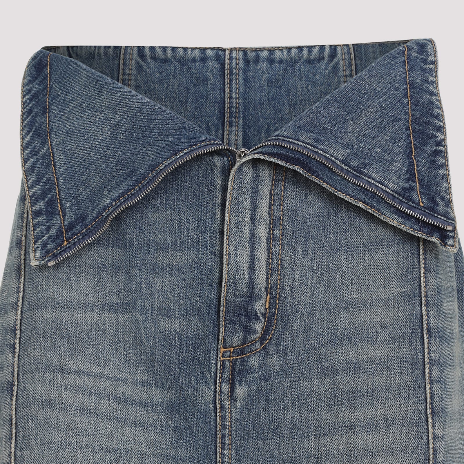 Shop Alexander Mcqueen Cotton Midi Skirt In Indigo Stonewashed