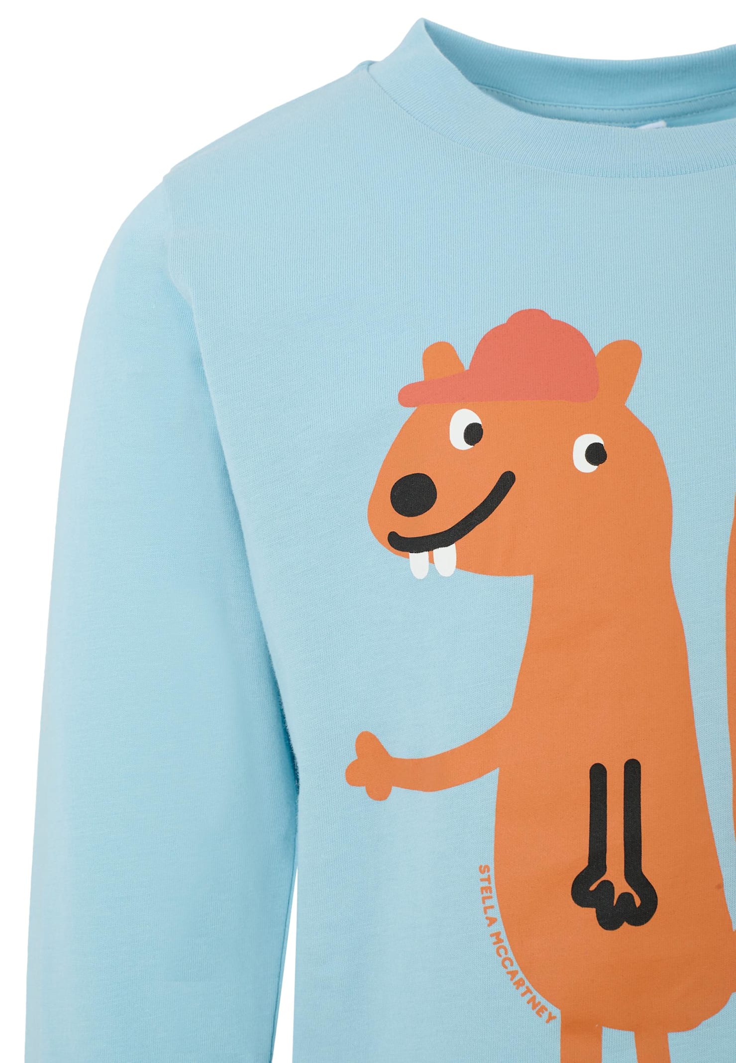 Stella Mccartney Light Blue T-shirt For Boy With Squirrel In Blue