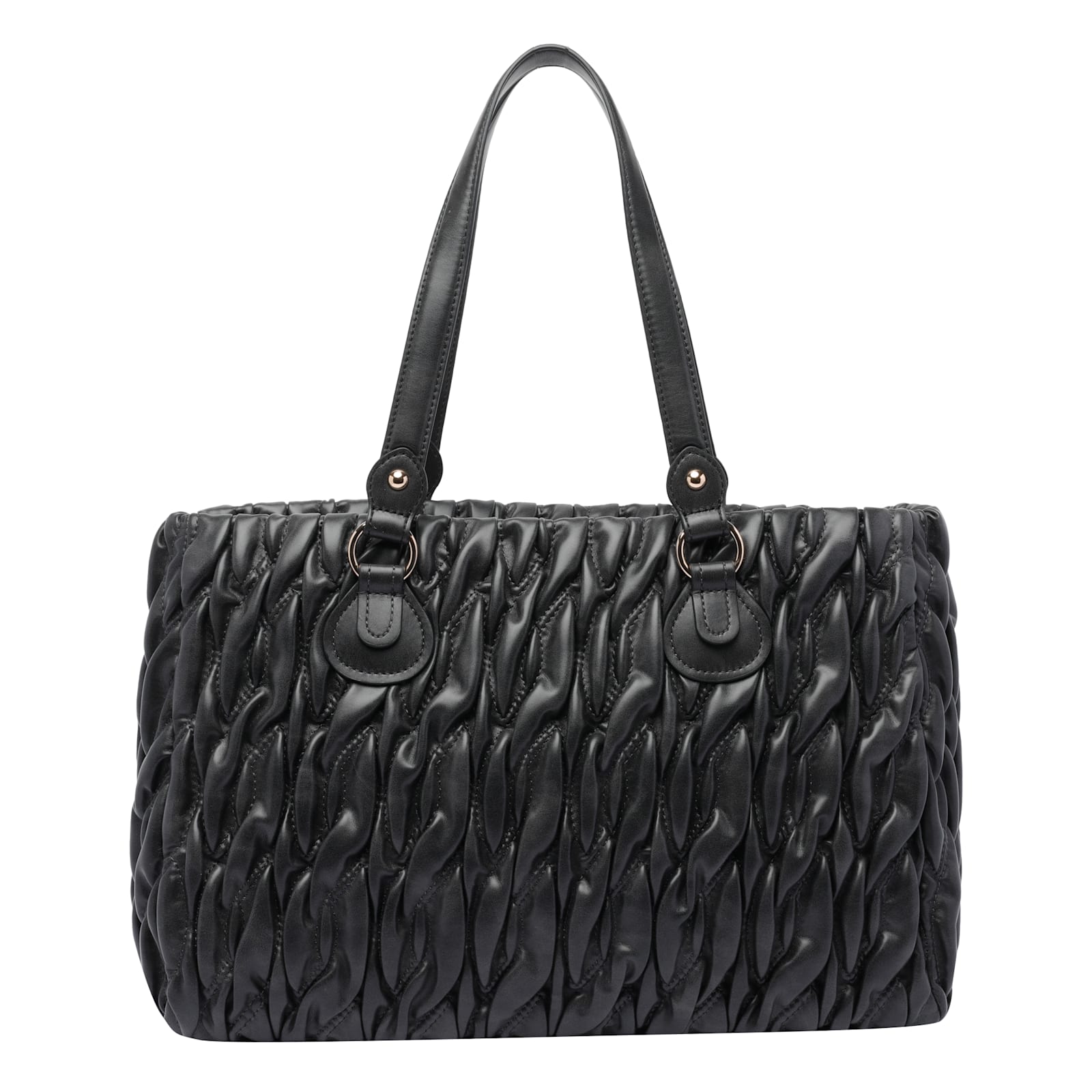 Liu •jo Quilted Texture Tote Bag With Shoulder Strap In Black