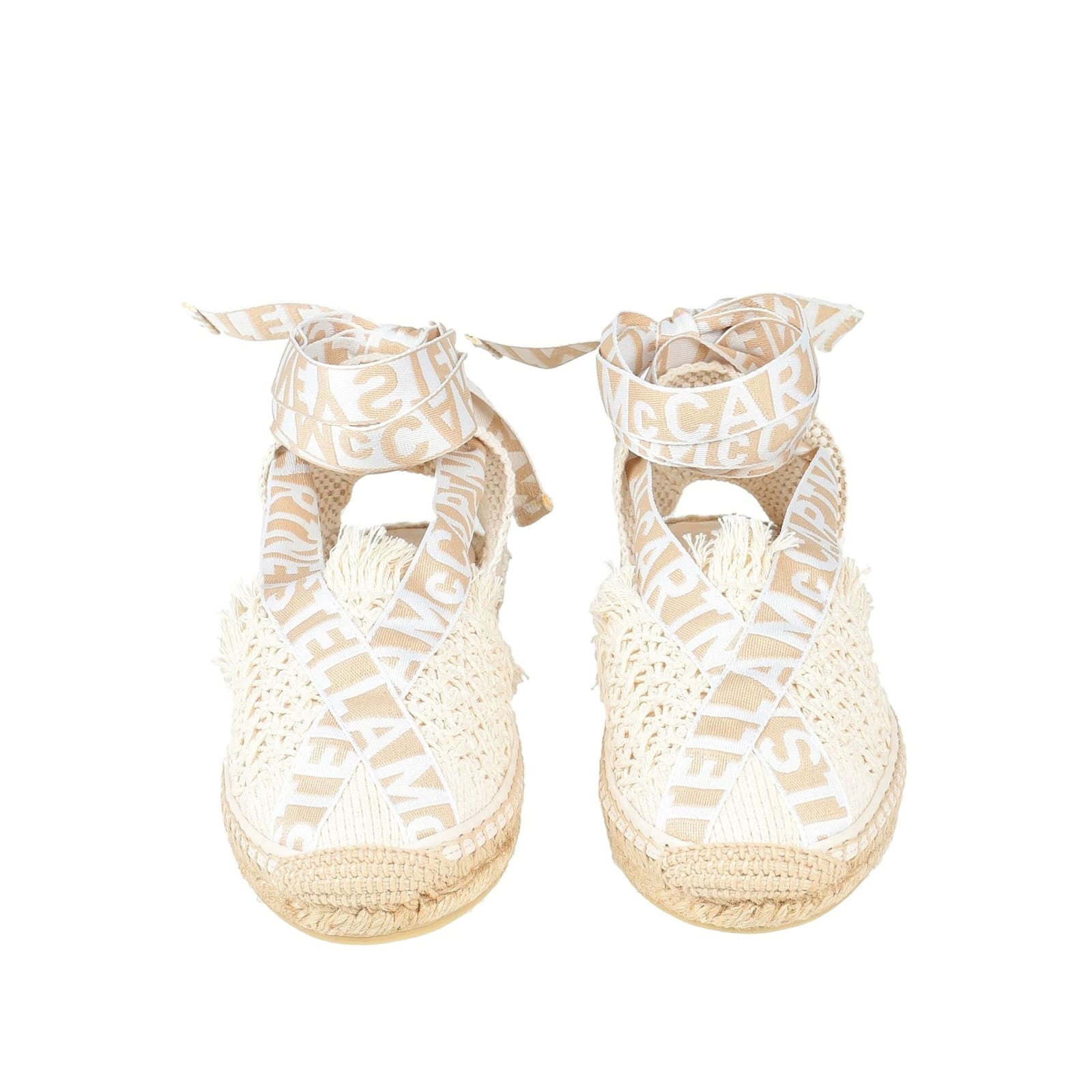 Stella Mccartney Logo Canvas Espadrilles In Sand