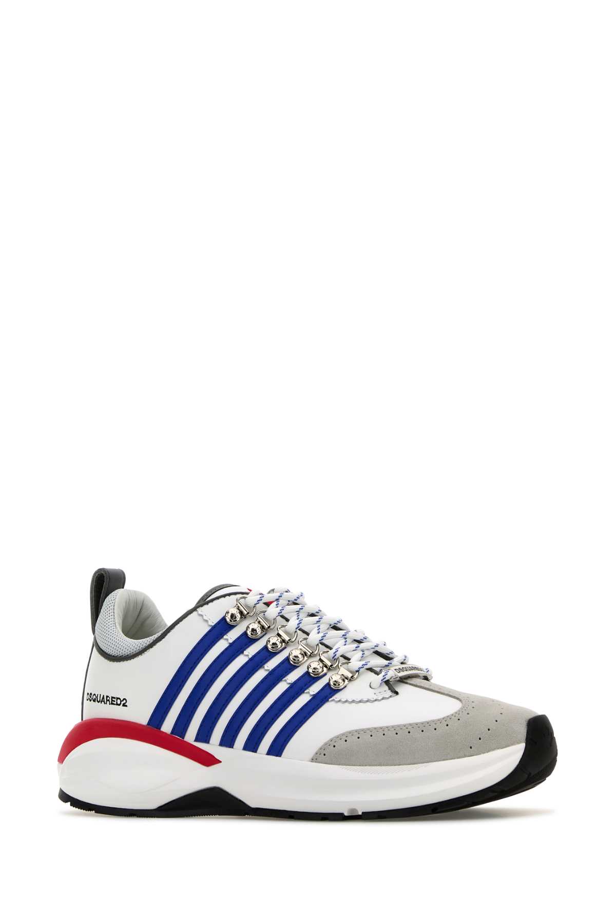 Shop Dsquared2 Multicolor Leather And Suede Dash Sneakers In Whitebluered