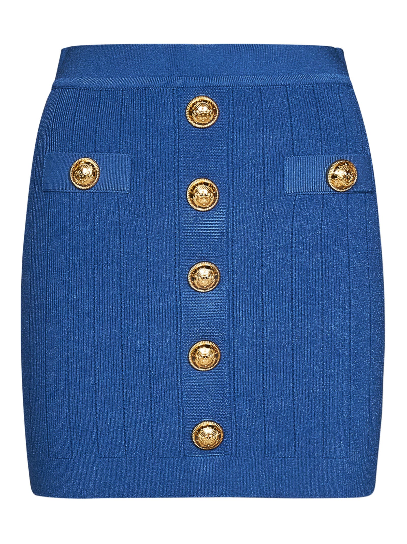 Shop Balmain Mini Skirt In Blue