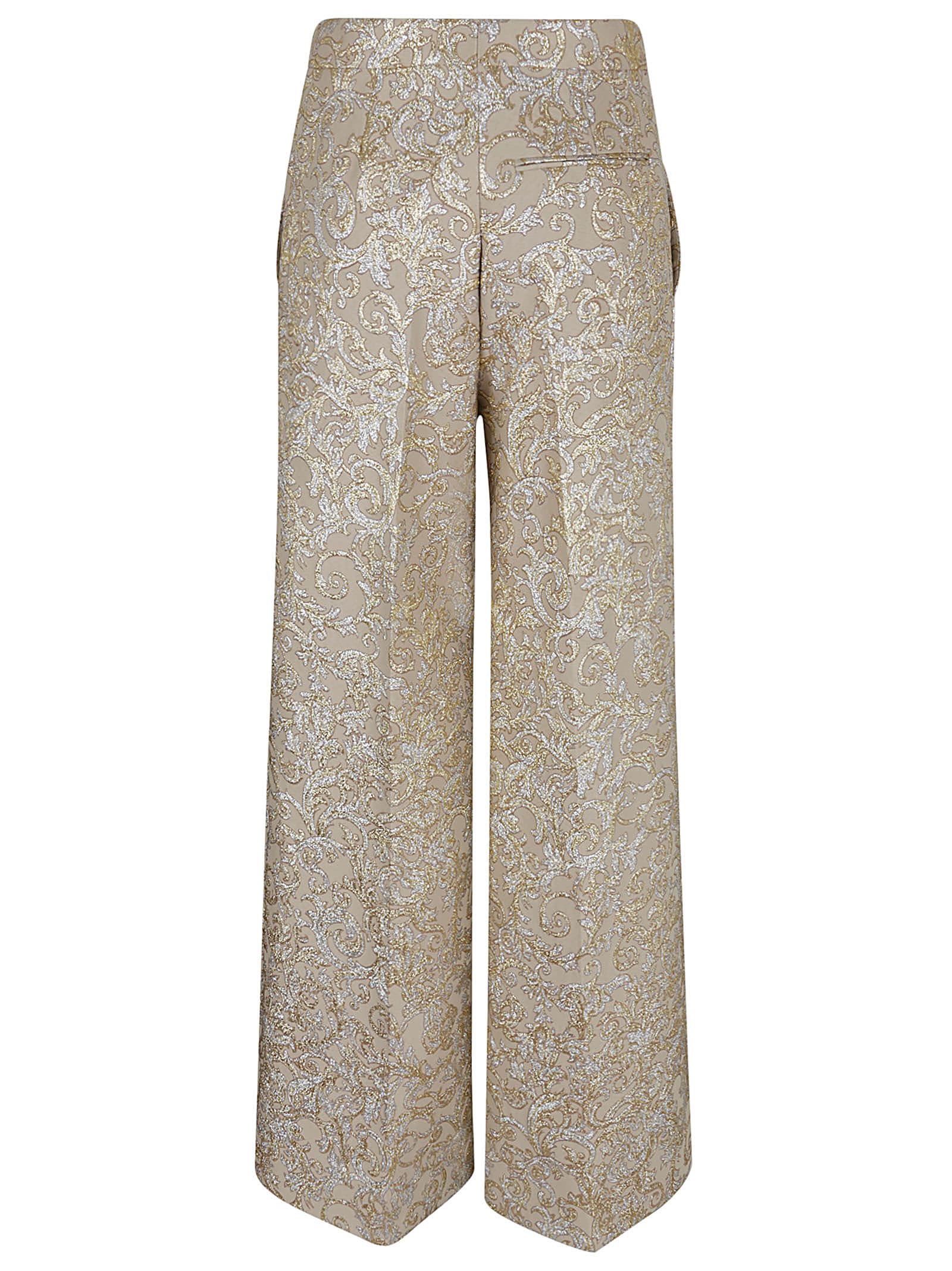 Shop Stella Mccartney Brocade Wide-leg Pants In Gold