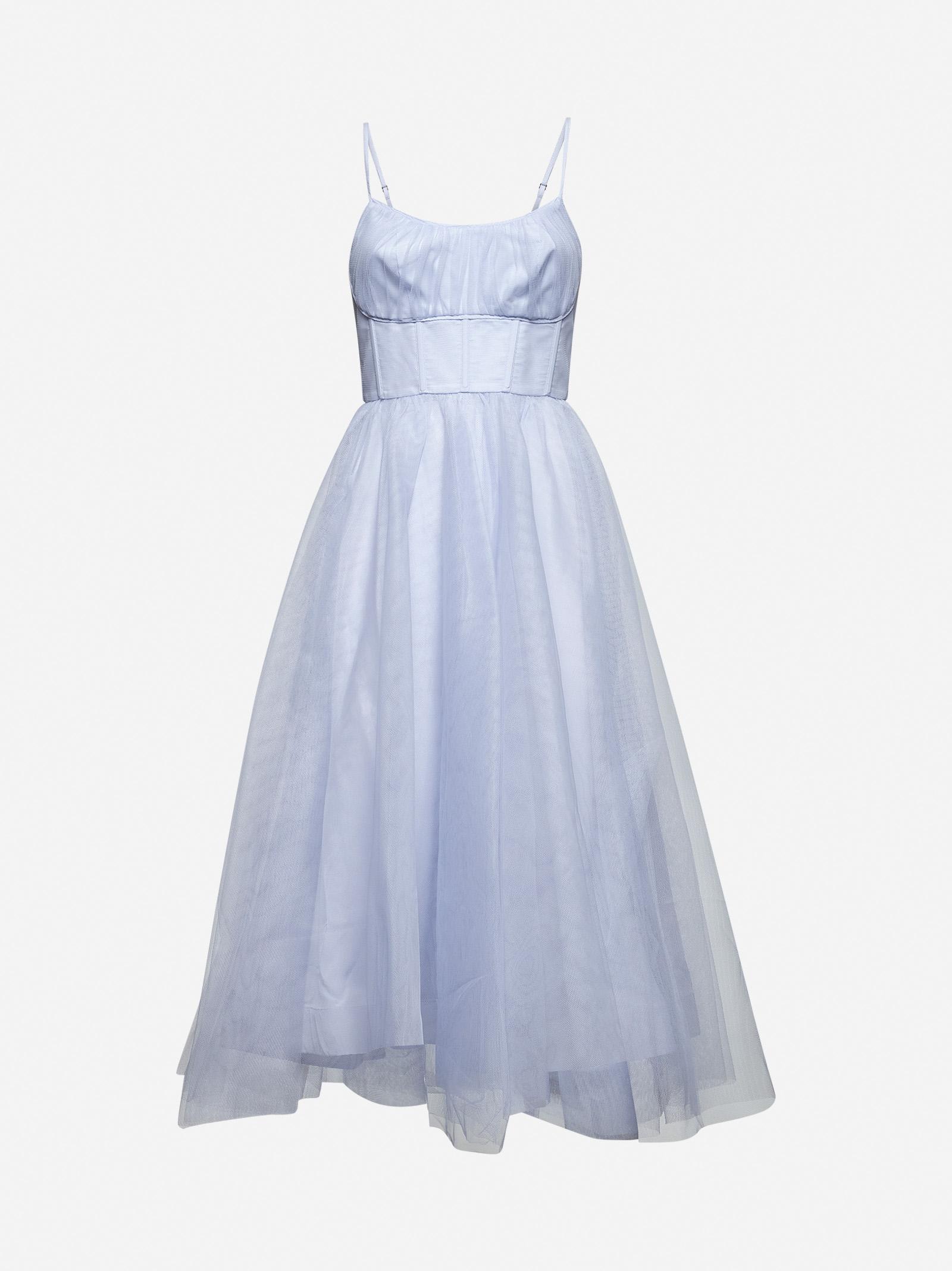 Zimmermann Women Light Blue Tulle Midi Dress In Lilla