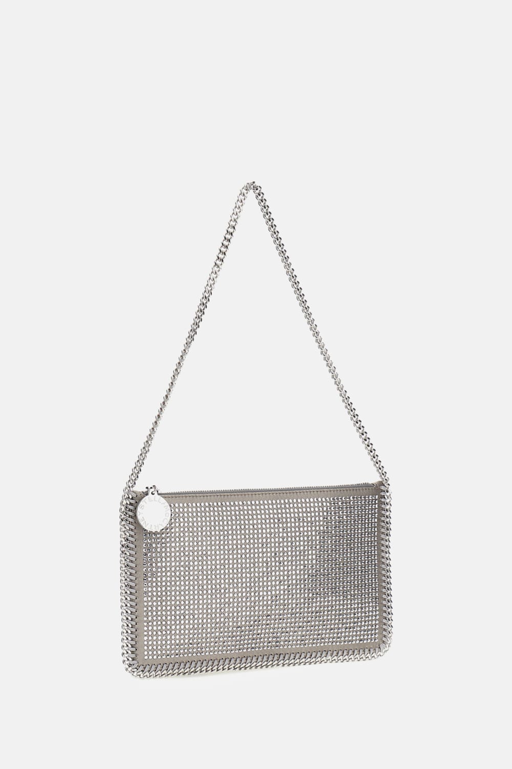 Stella Mccartney Silver Falabella Crystal Shoulder Bag In Silver