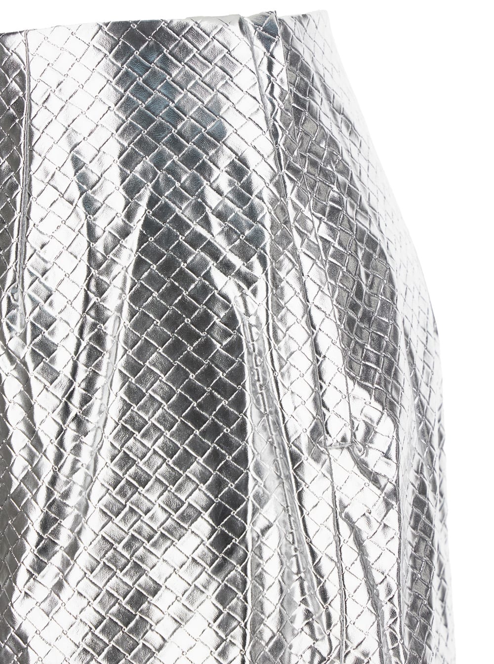 Rotate Birger Christensen Metallic Midi Pencil Skirt With Rear Single Slit And Embossed Design In Metallic