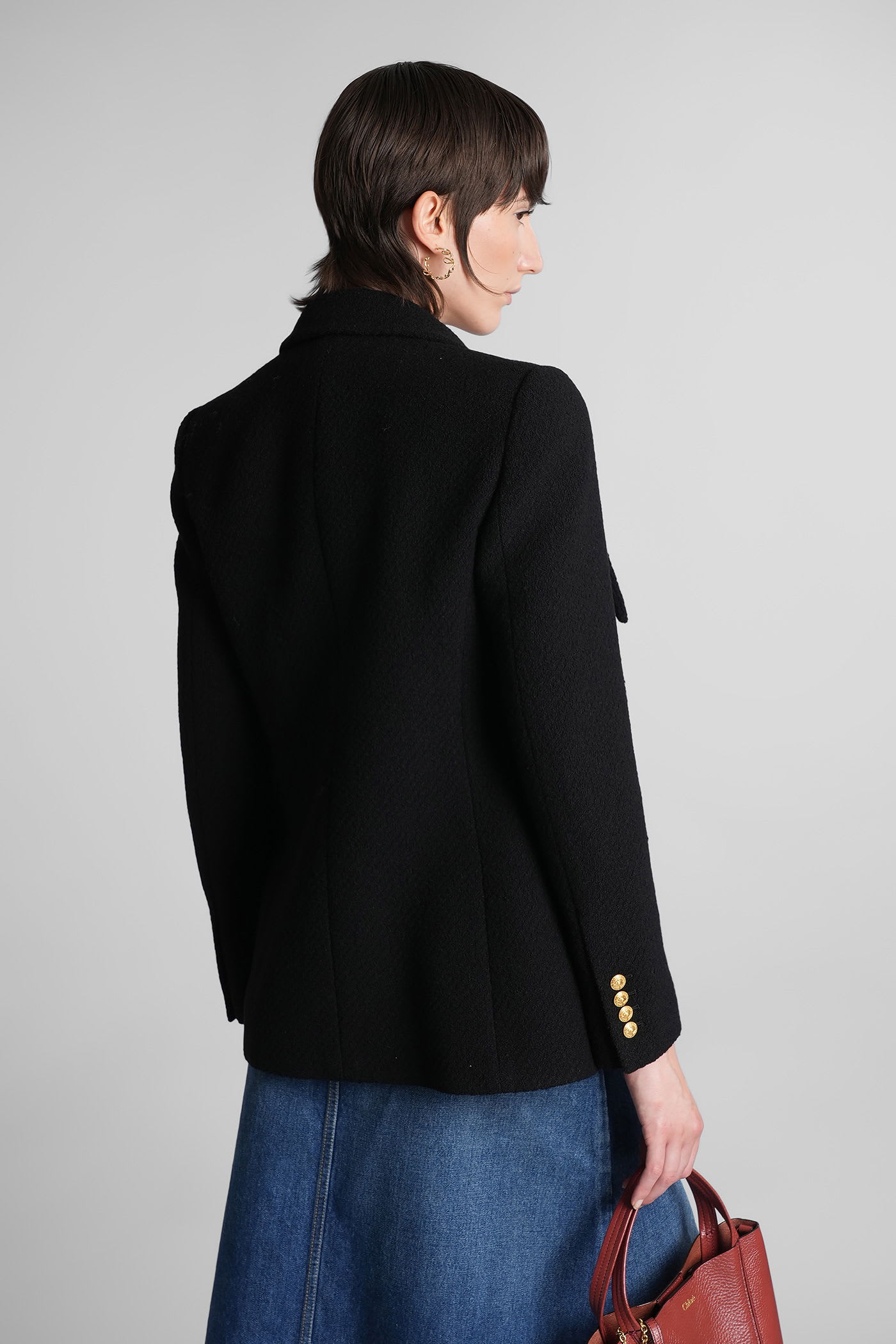 Chloé Double-breasted Virgin Wool Blend Blazer In Black