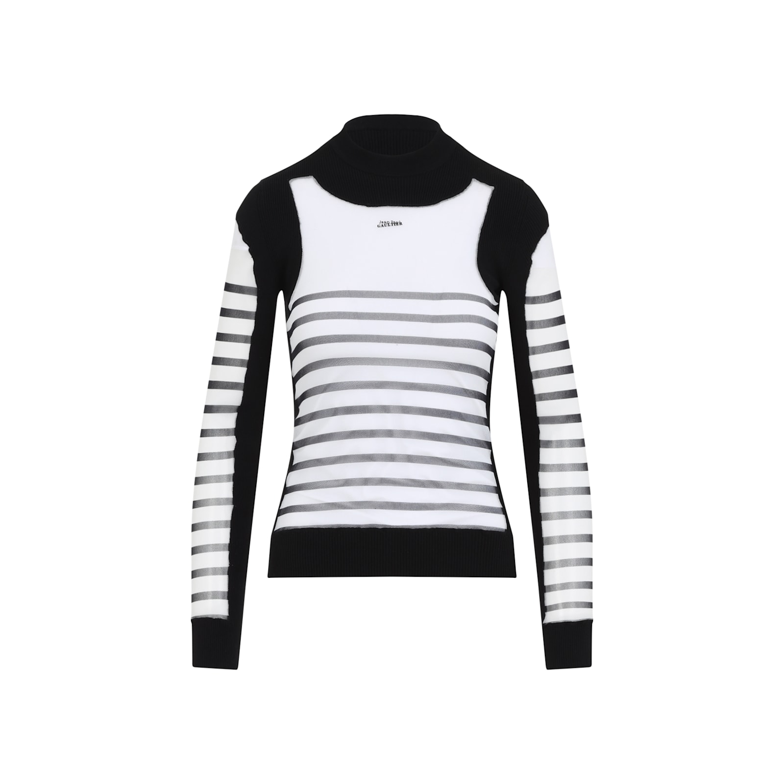 Jean Paul Gaultier Printed 'mariniere' Knit Pullover In White Black