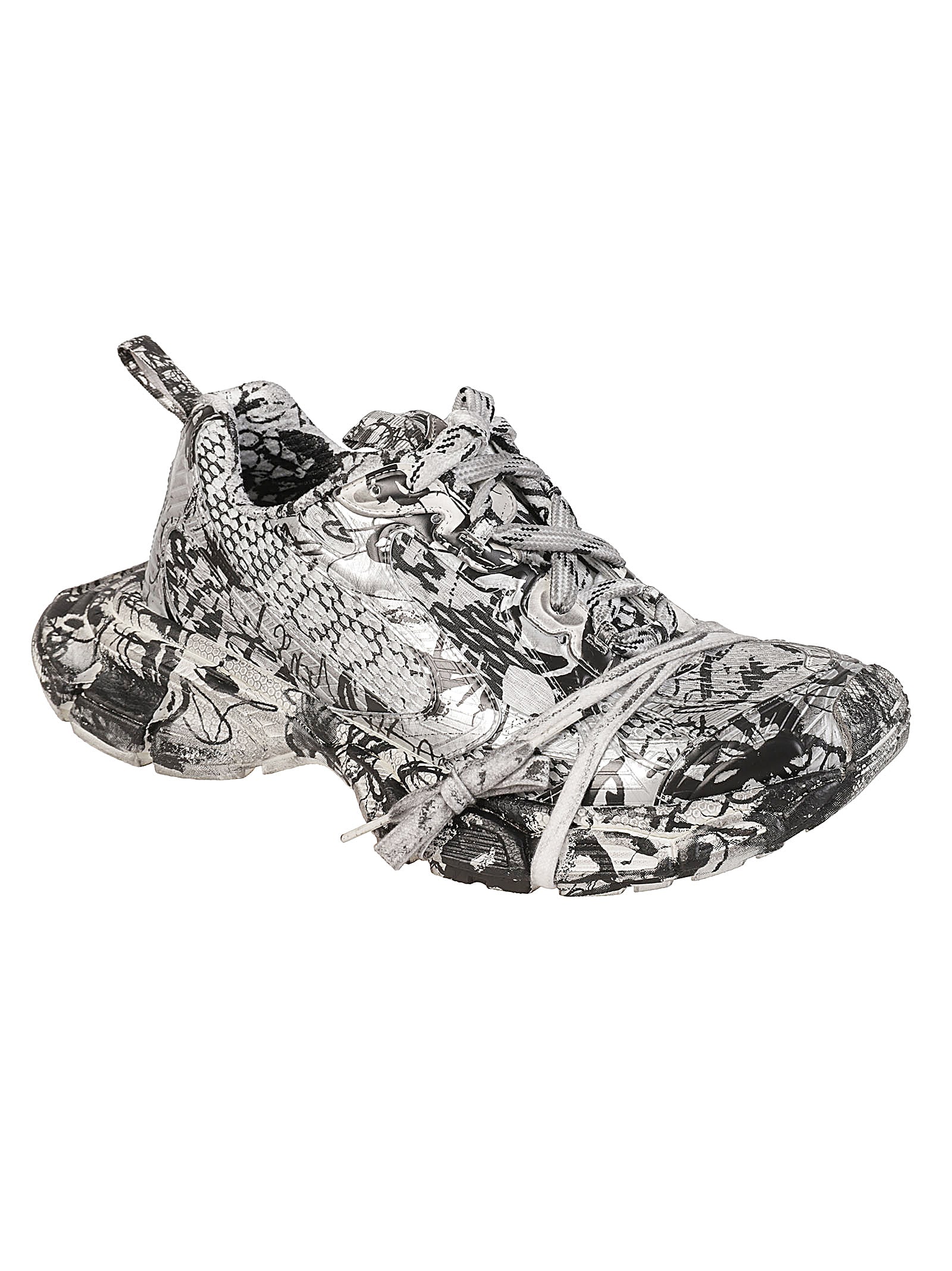 Shop Balenciaga Extreme Graffiti Print Sneakers In White/black