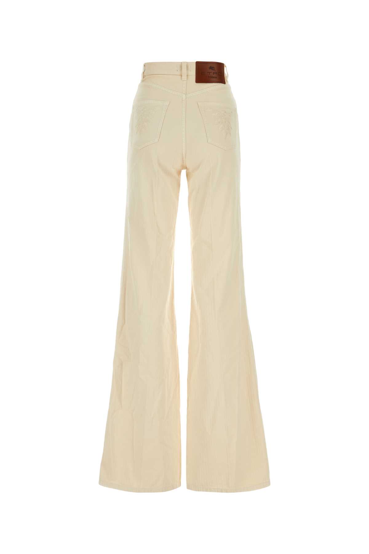 Etro Sand Cotton Wide-leg Pant In White