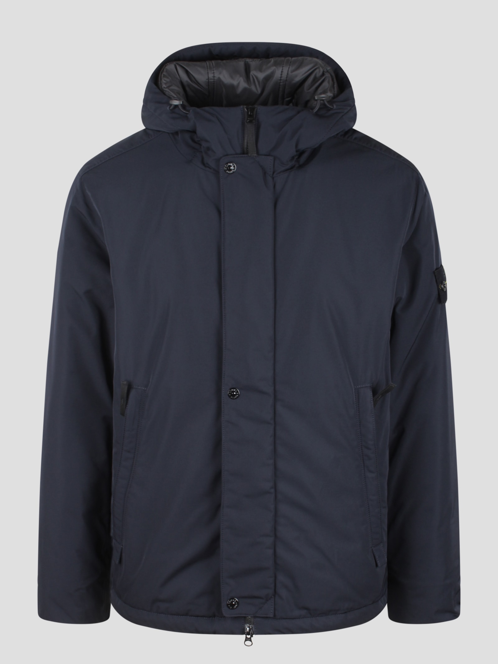 Shop Stone Island Micro Will Hooded Padded Jacket In Dark Blue