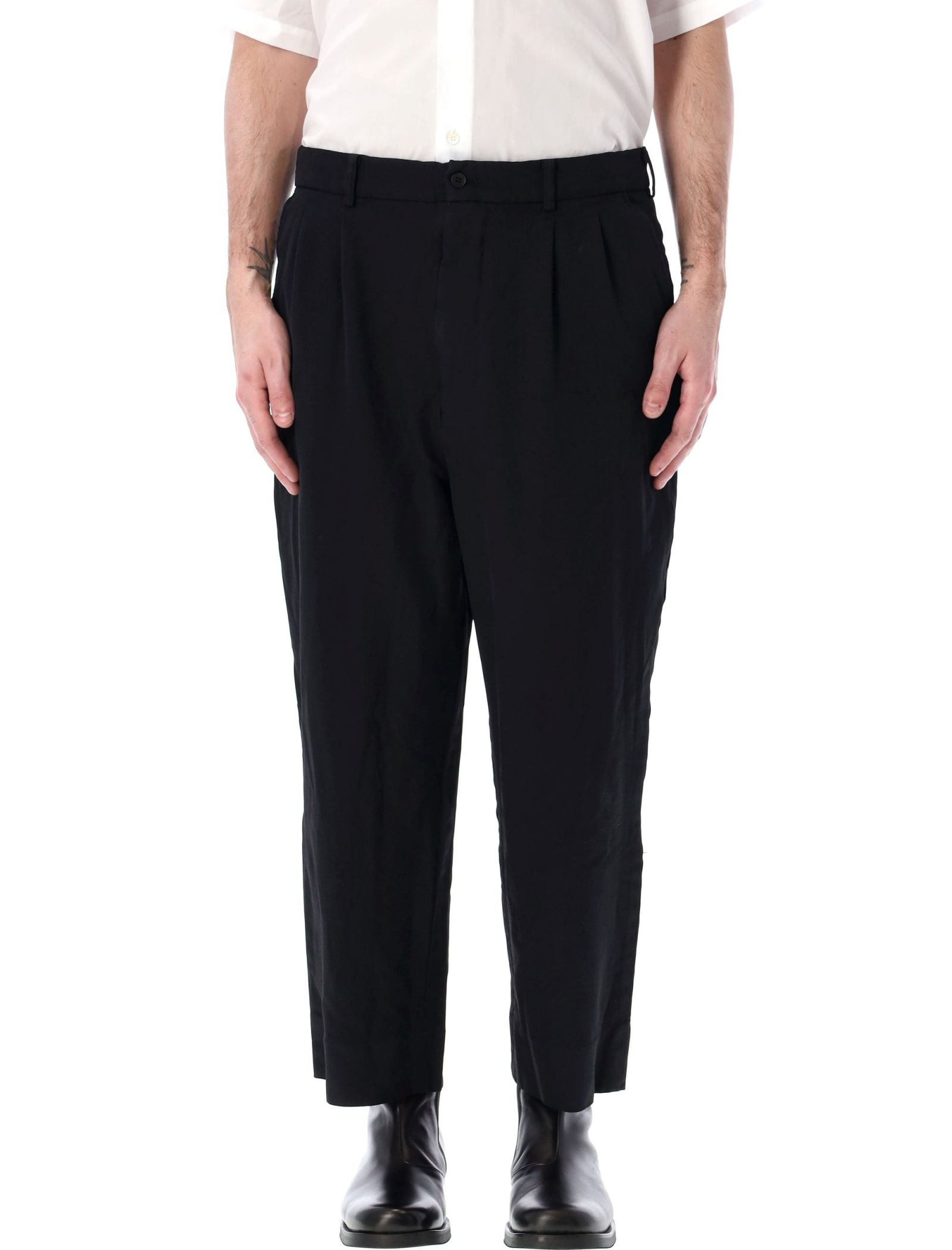 Shop Comme Des Garçons Homme Deux Pleated Chino Pants In Black