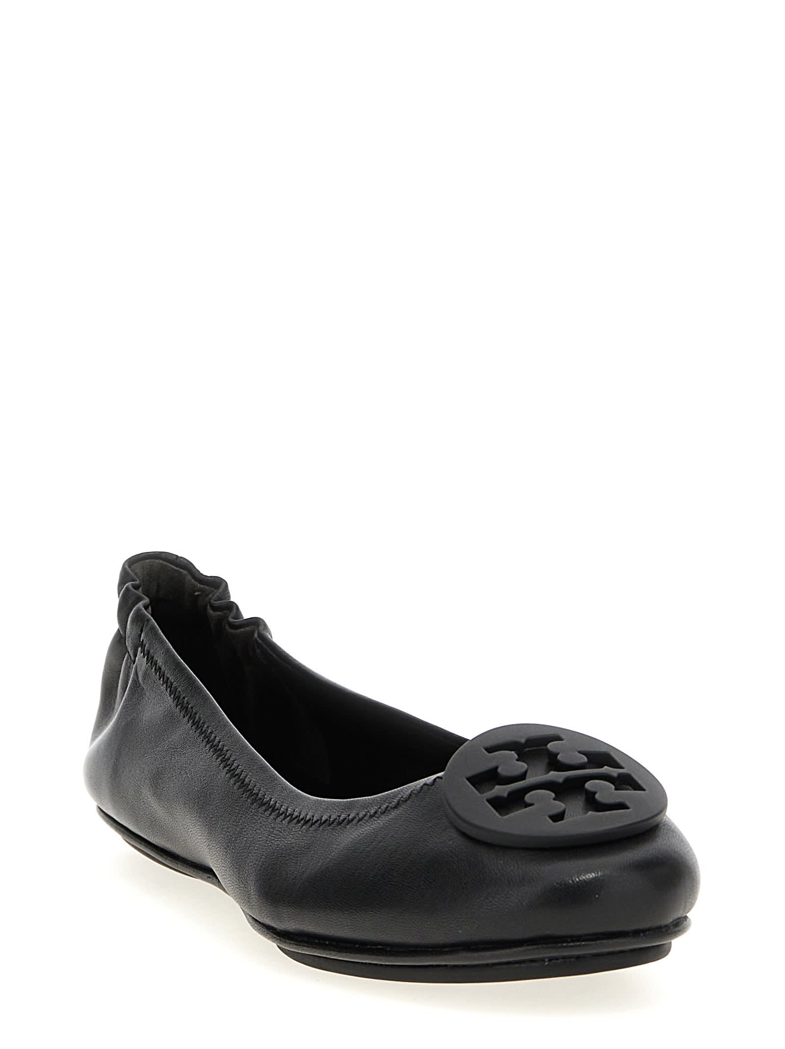 Tory Burch Minnie Travel Ballet Flats In Black