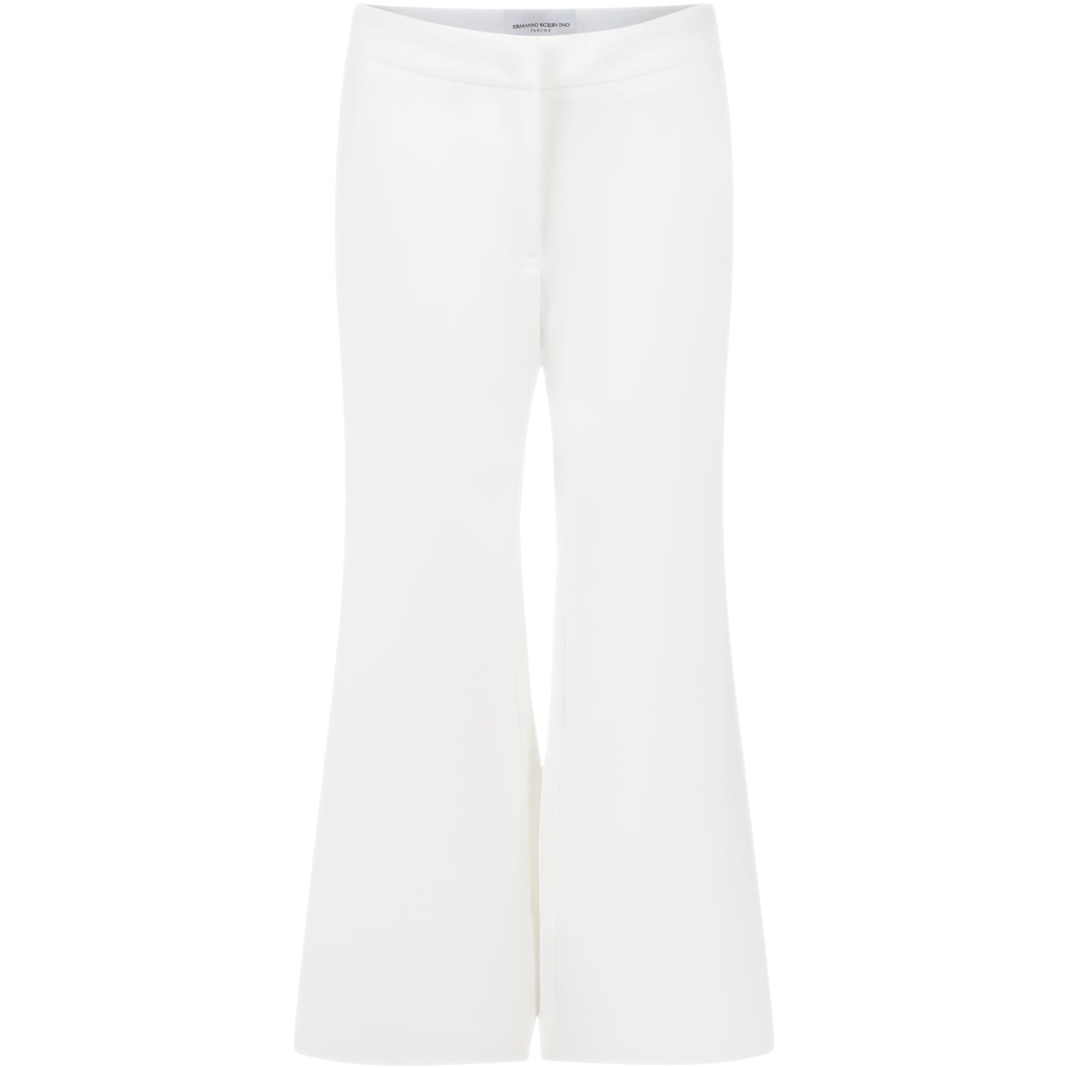 ERMANNO SCERVINO JUNIOR WHITE TROUSERS FOR GIRL WITH LOGO
