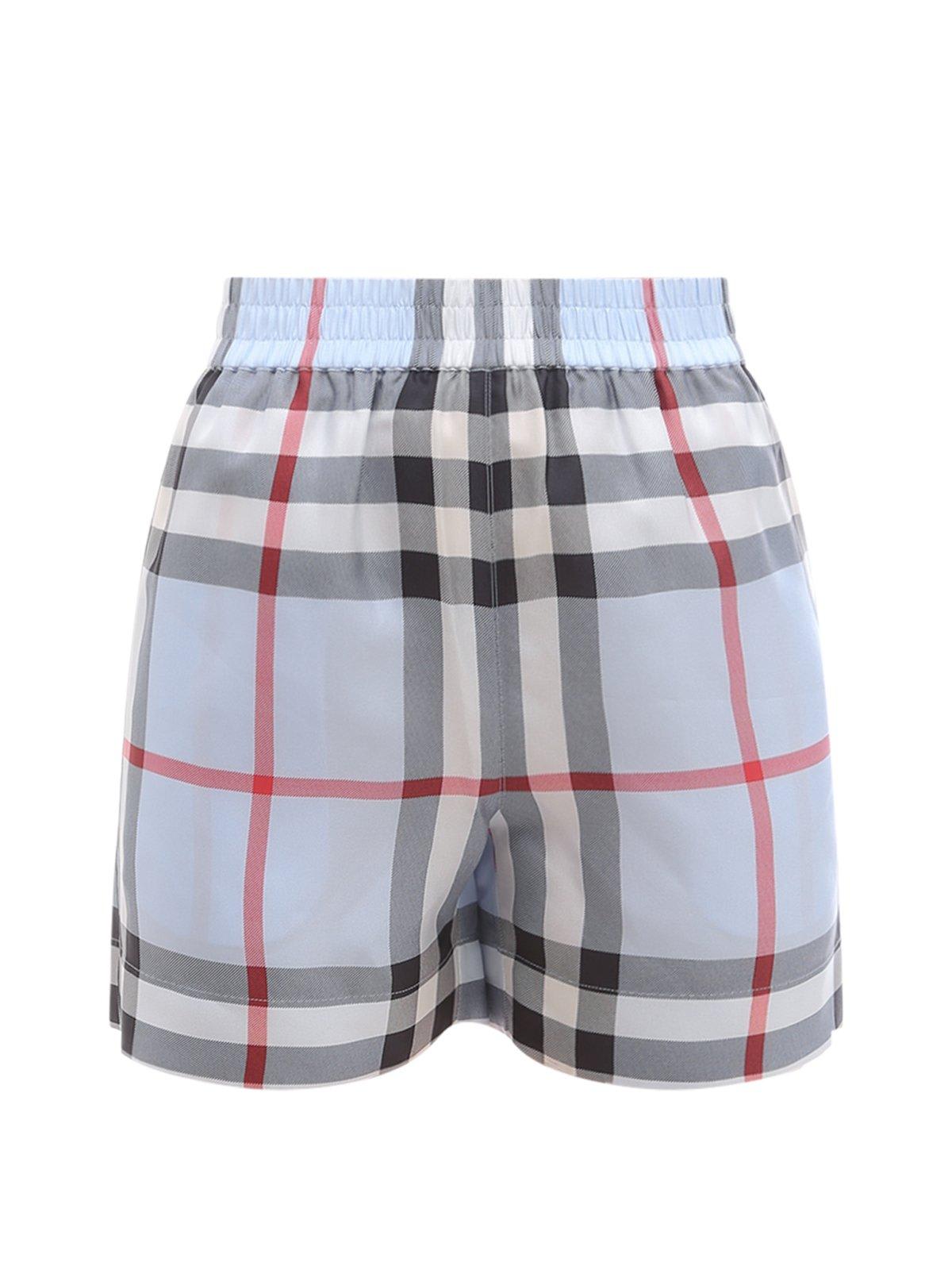 Shop Burberry Check Patterned Bermuda Shorts In Blue