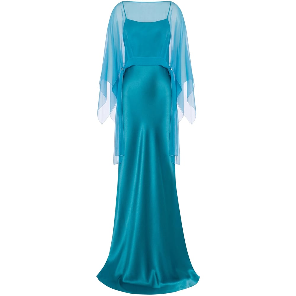 Alberta Ferretti Satin Maxi Dress In Blue